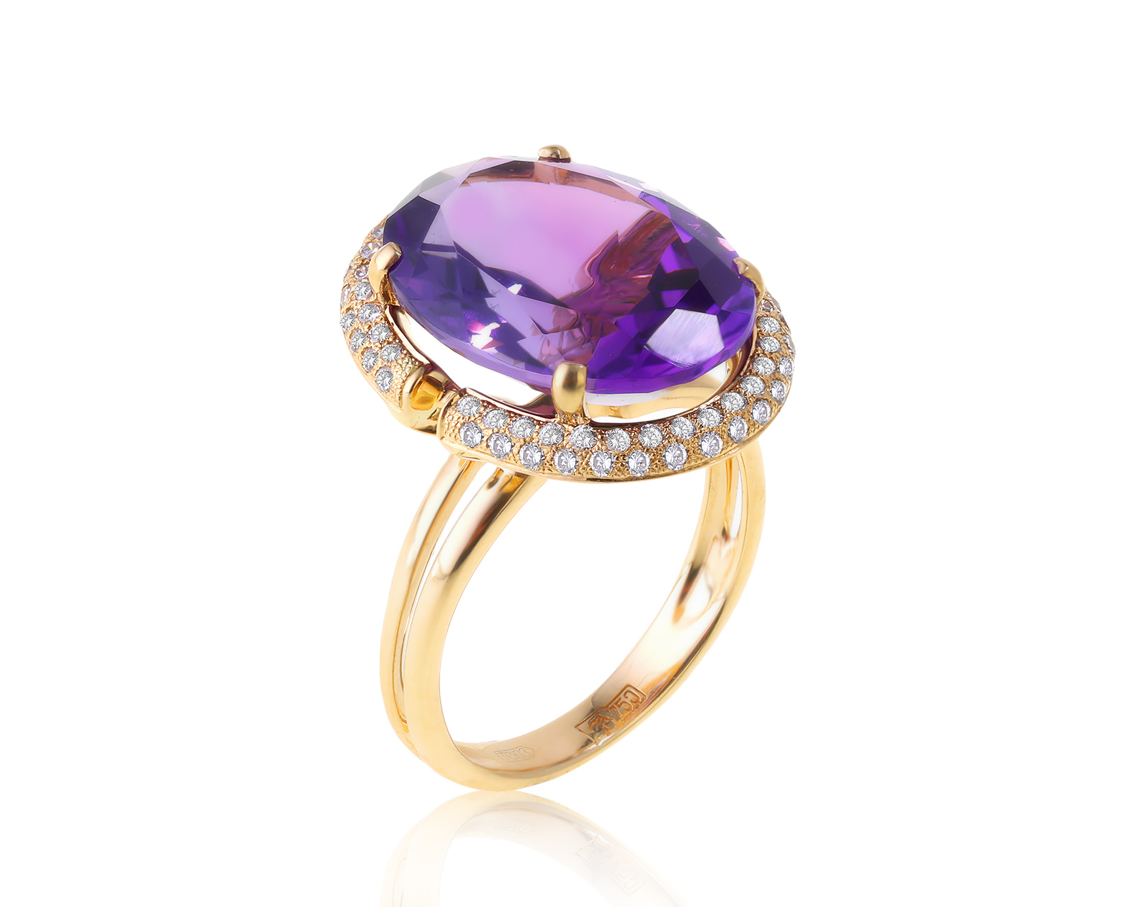 Волшебное золотое кольцо с аметистом 7.41ct 200622/1
