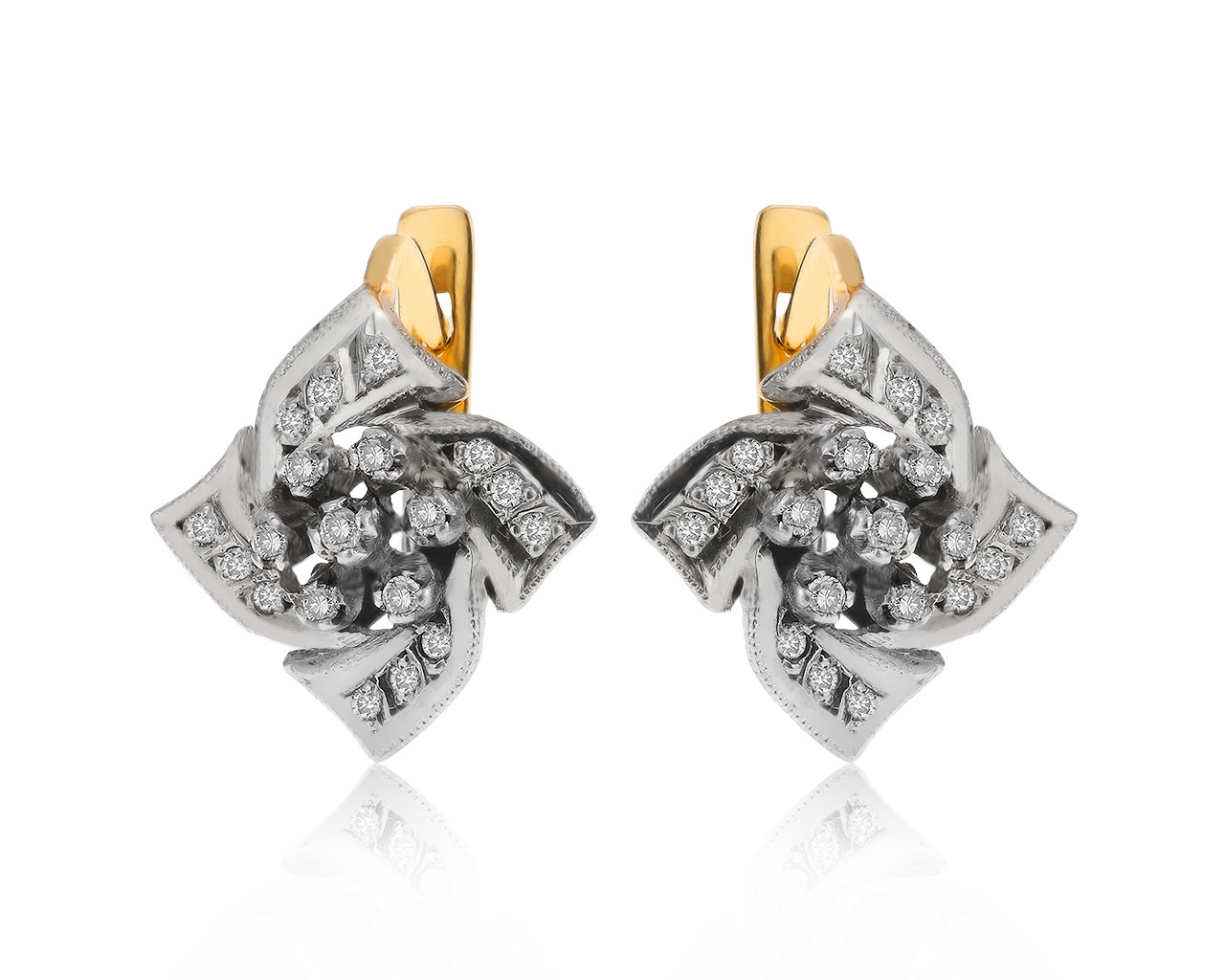 Эстетичные золотые серьги с бриллиантами 0.36ct СССР 181220/4 Эстетичные золотые серьги с бриллиантами 0.36ct СССР 181220/4