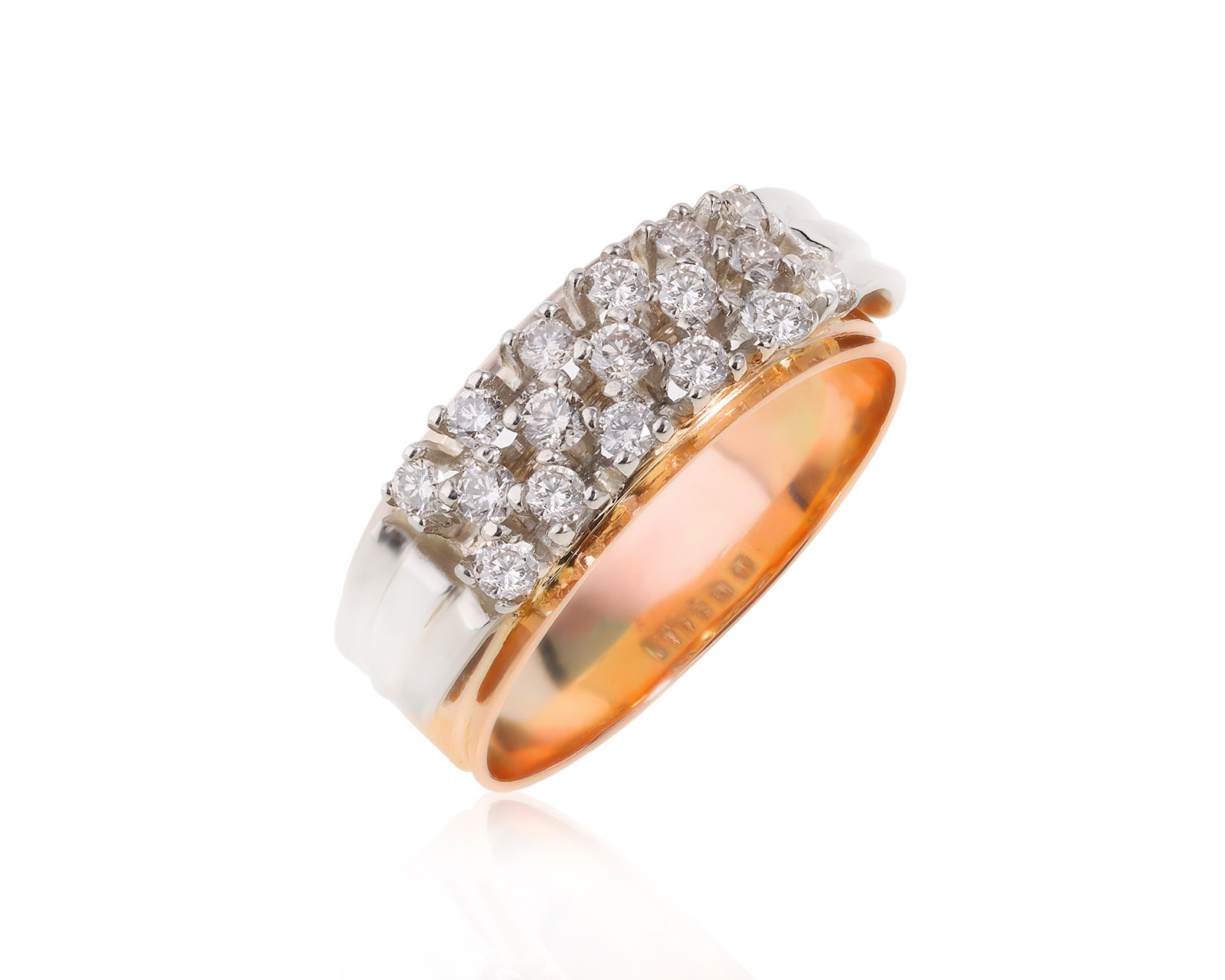 Винтажное золотое кольцо с бриллиантами 0.76ct СССР
