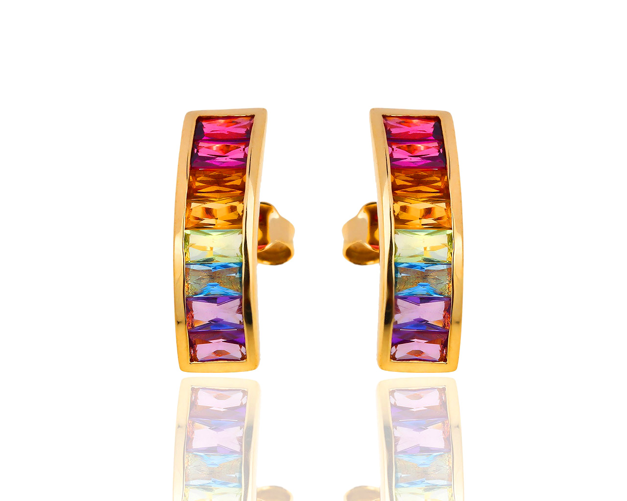 Золотые серьги с цветными камнями H.Stern Rainbow