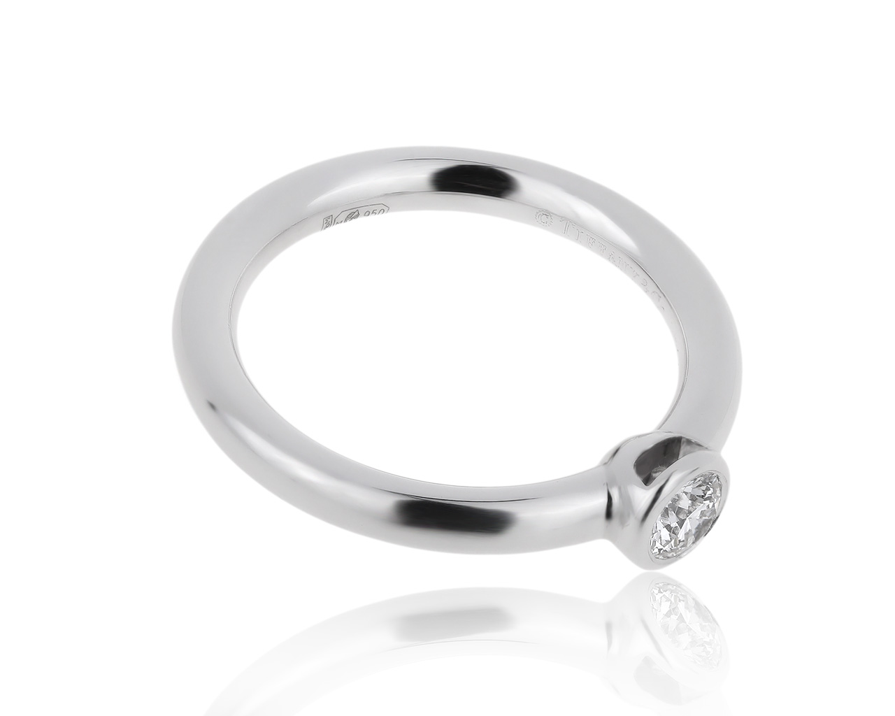 Оригинальное платиновое кольцо с бриллиантом 0.21ct Tiffany&Co