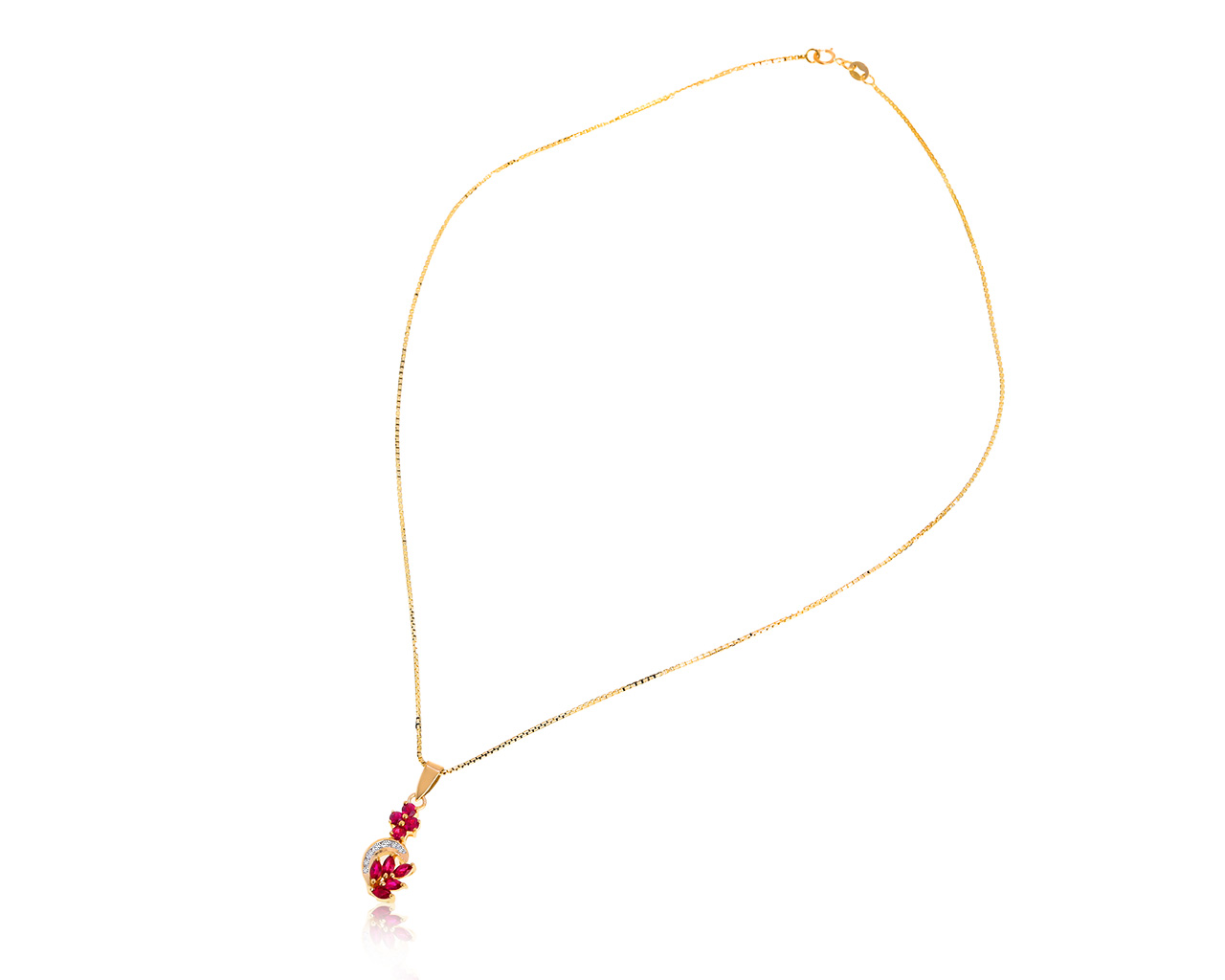 Модный золотой кулон с рубинами 0.88ct