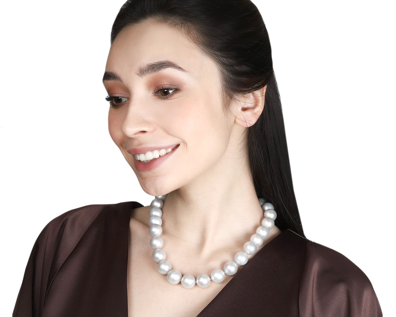 Романтичное золотое ожерелье с жемчугом 14.20-16.70 мм