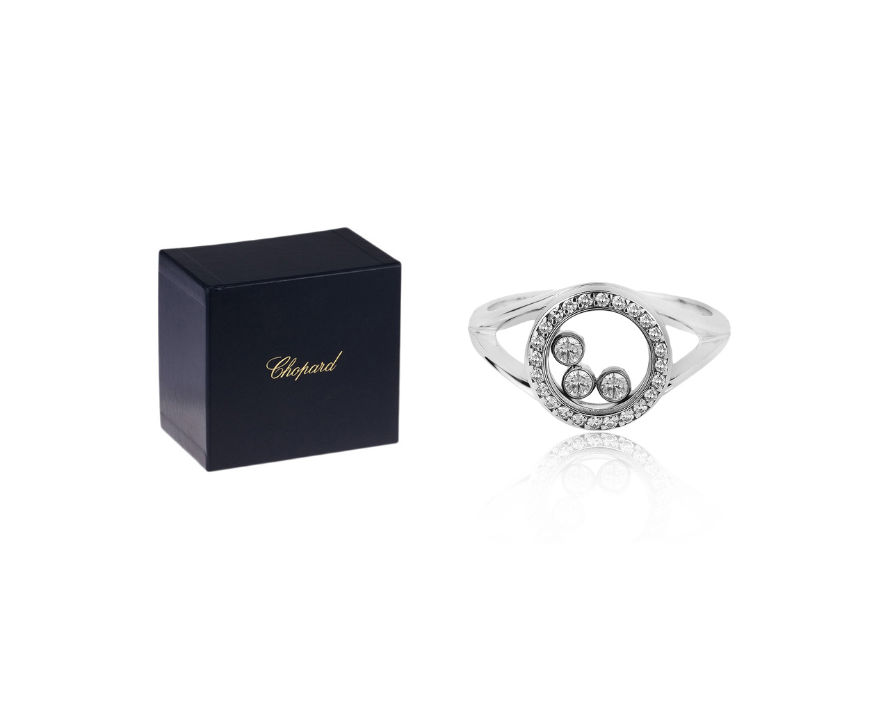 Оригинальное золотое кольцо с бриллиантами 0.33ct Chopard