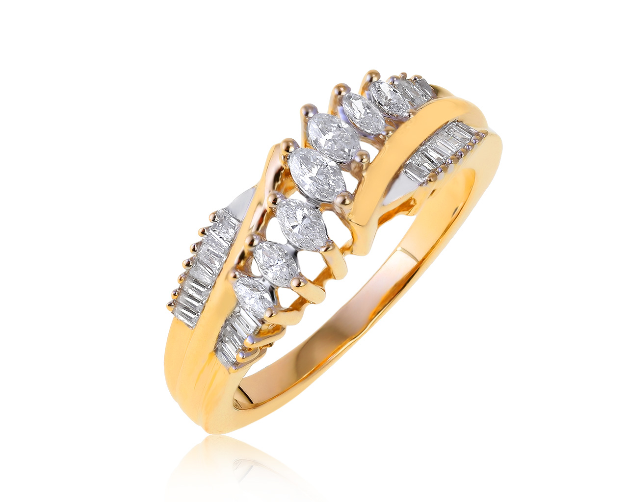 Прекрасное золотое кольцо с бриллиантами 0.63ct