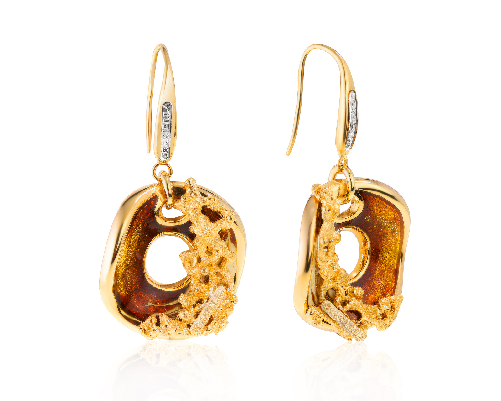 Оригинальные золотые серьги с эмалями Graziella 111021/10