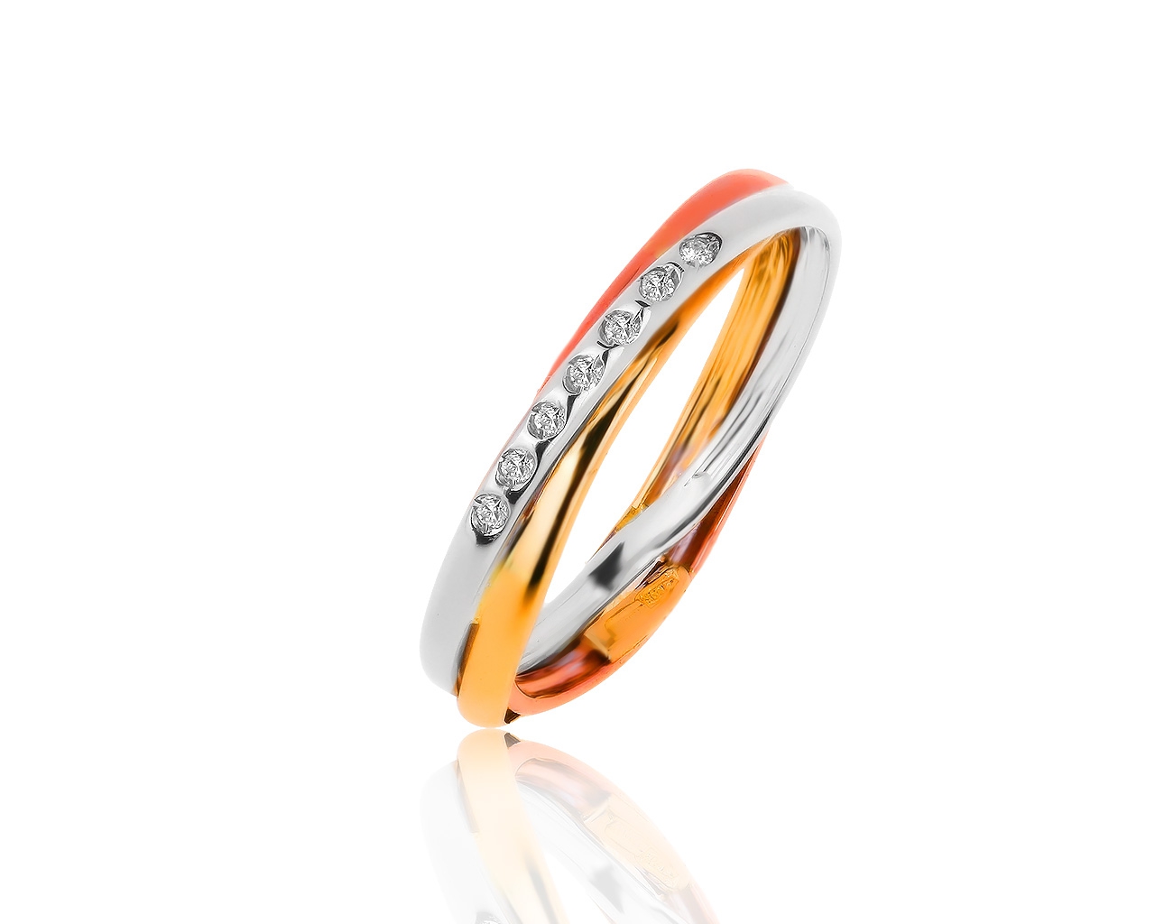 Оригинальное итальянское золотое кольцо с бриллиантами 0.04ct Capra 060219/6