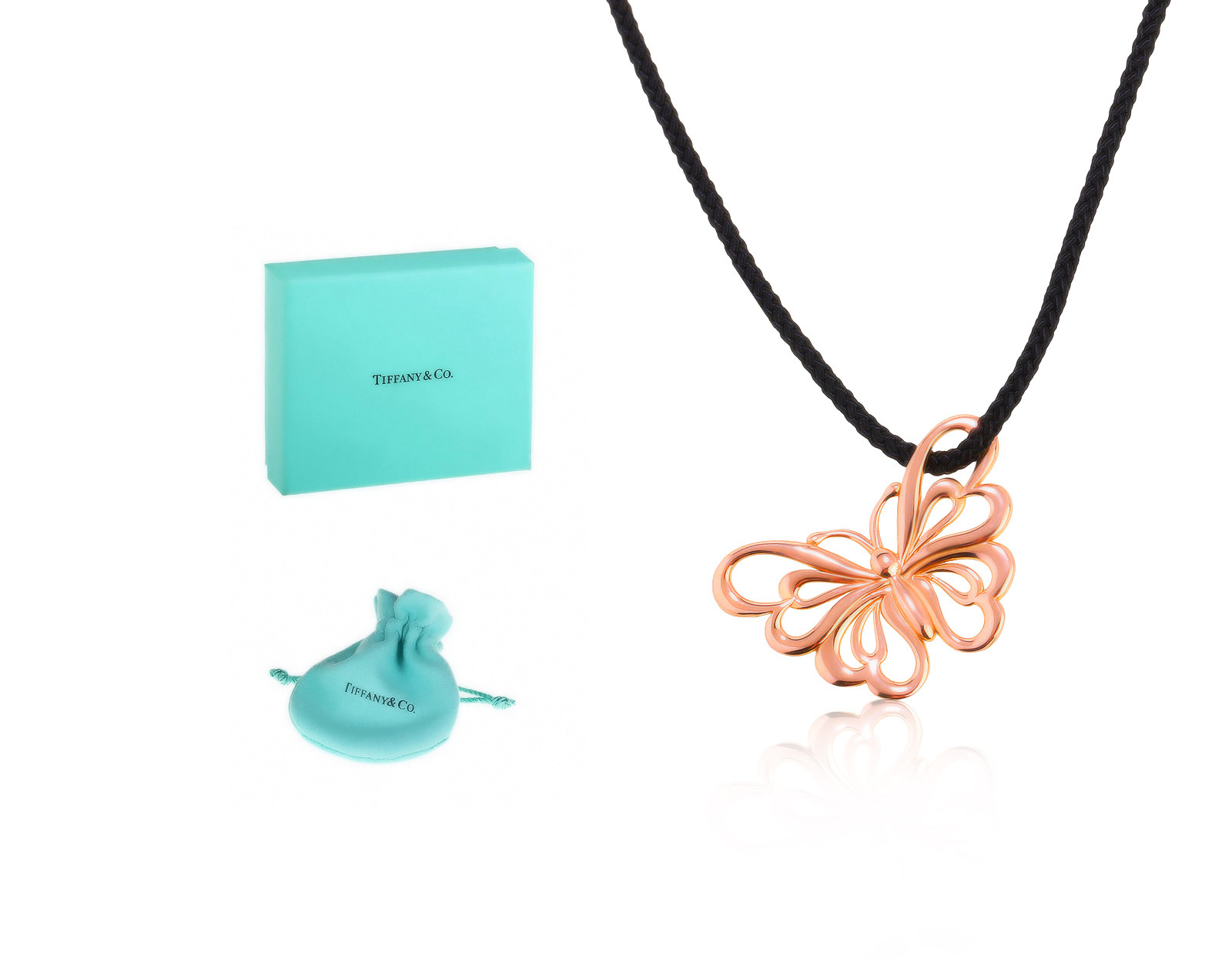 Оригинальный золотой кулон Tiffany&Co Butterfly