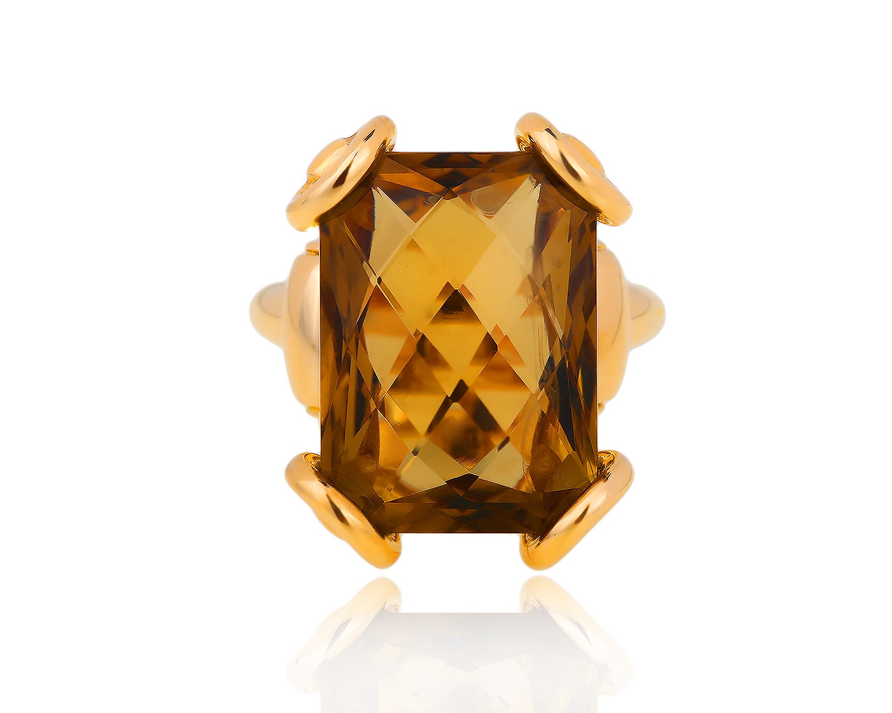 Модное золотое кольцо с цитрином Gucci Horsebit