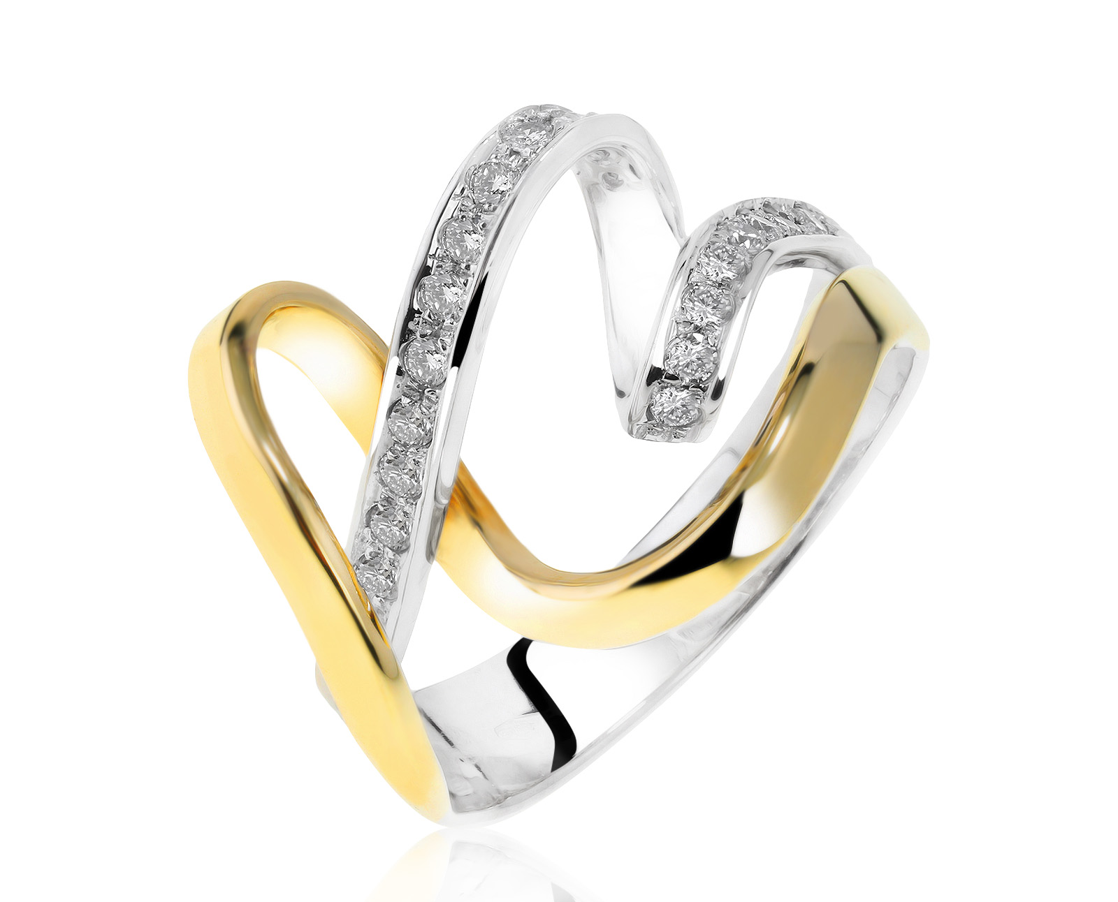Богатое золотое кольцо с бриллиантами 0.35ct