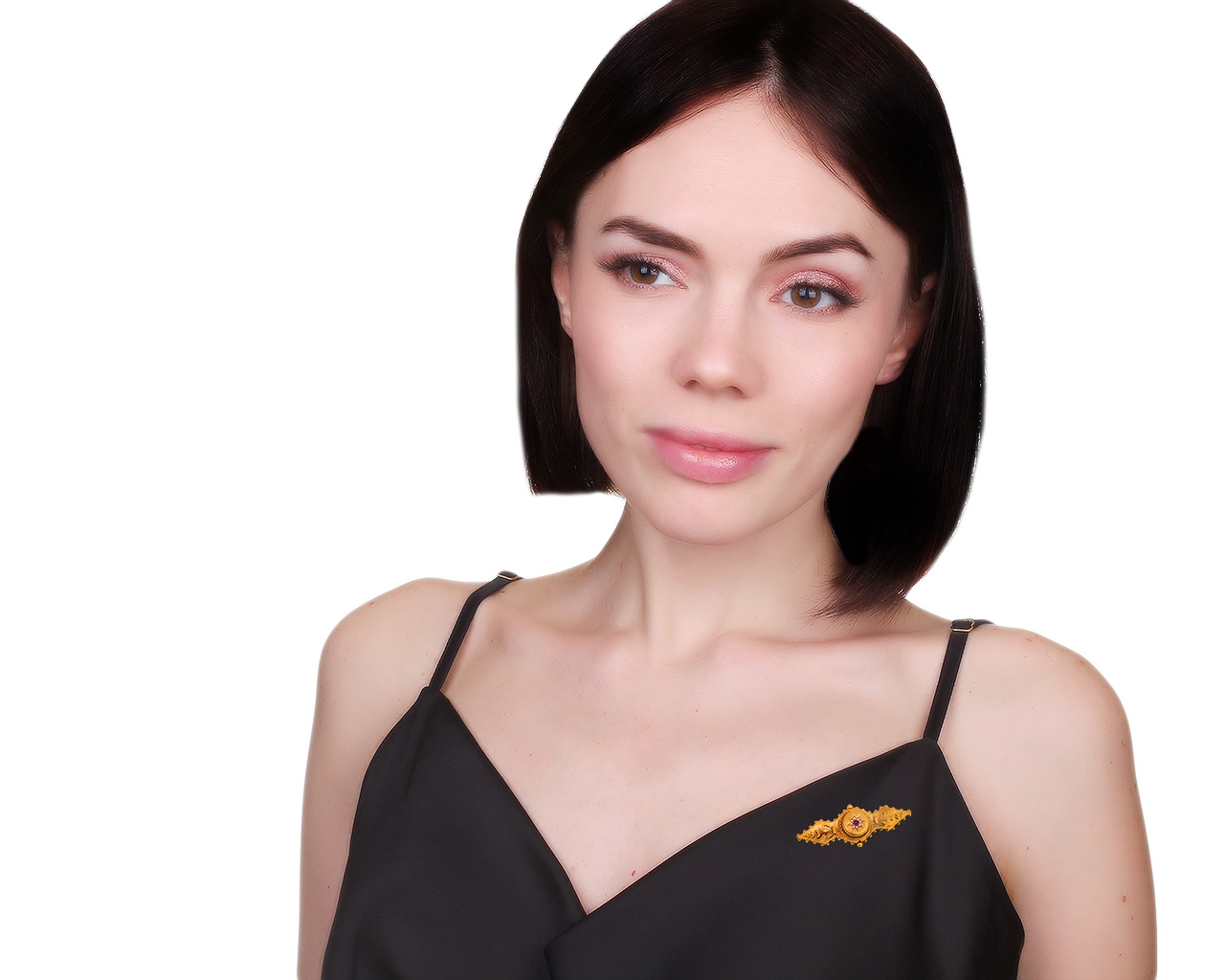 Завораживающая золотая брошь с алмазами 0.03ct