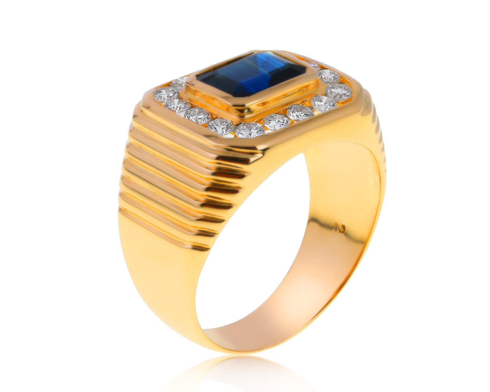 Стильное золотое кольцо с сапфиром 1.90ct