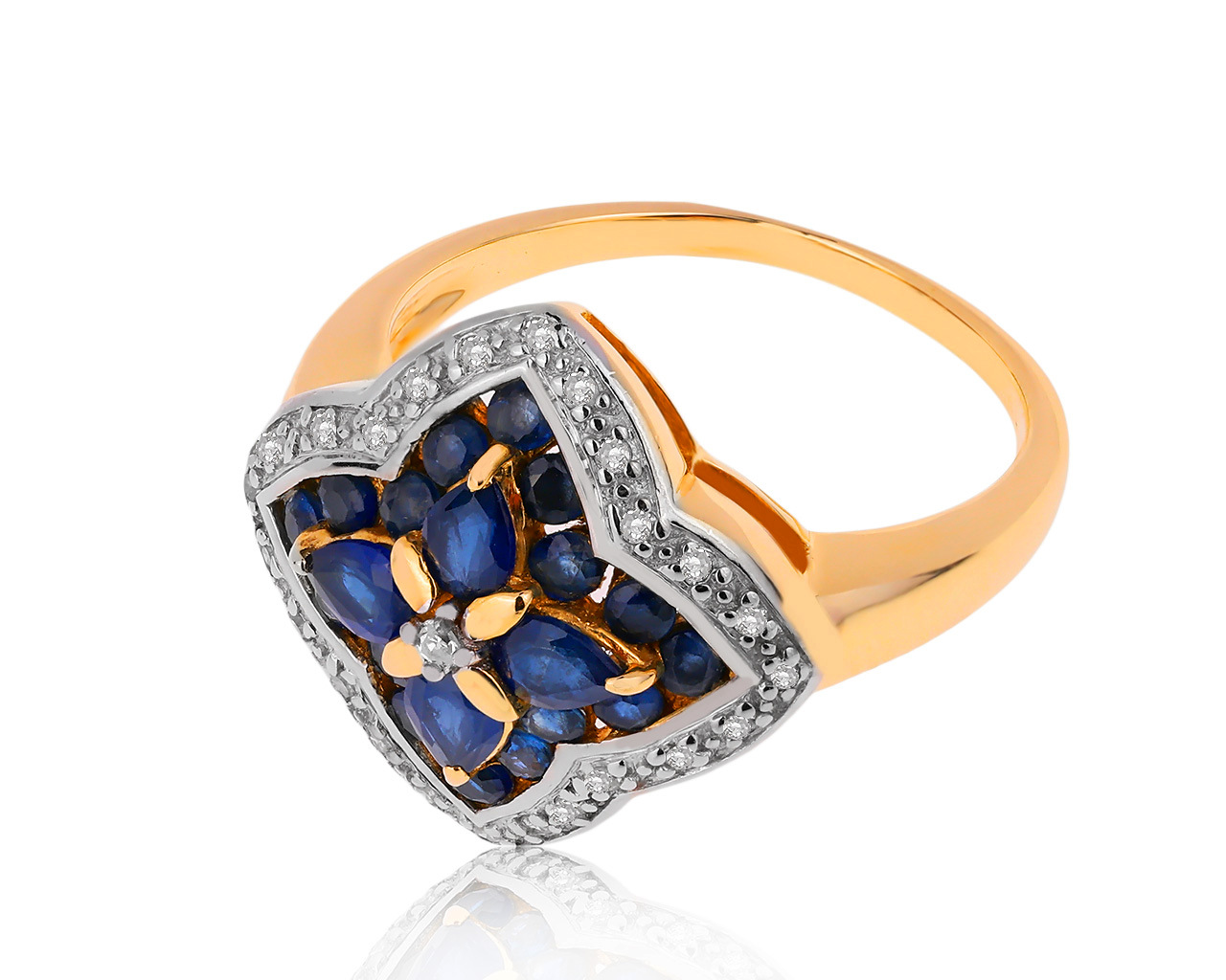 Изысканное золотое кольцо с сапфирами 1.11ct 160620/12