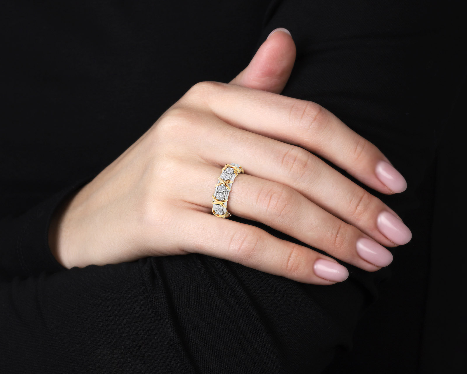Оригинальное золотое кольцо Tiffany&Co Schlumberger Sixteen Stone