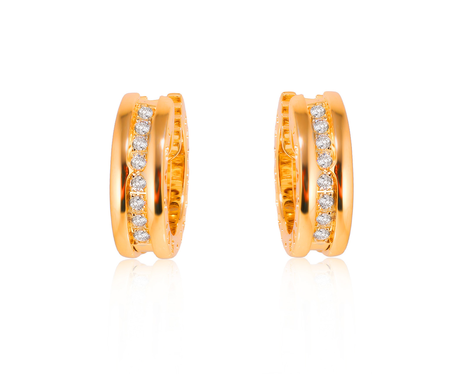 Оригинальные золотые серьги с бриллиантами 0.18ct Bvlgari B.Zero1 990189/1 Оригинальные золотые серьги с бриллиантами 0.18ct Bvlgari B.Zero1 990189/1