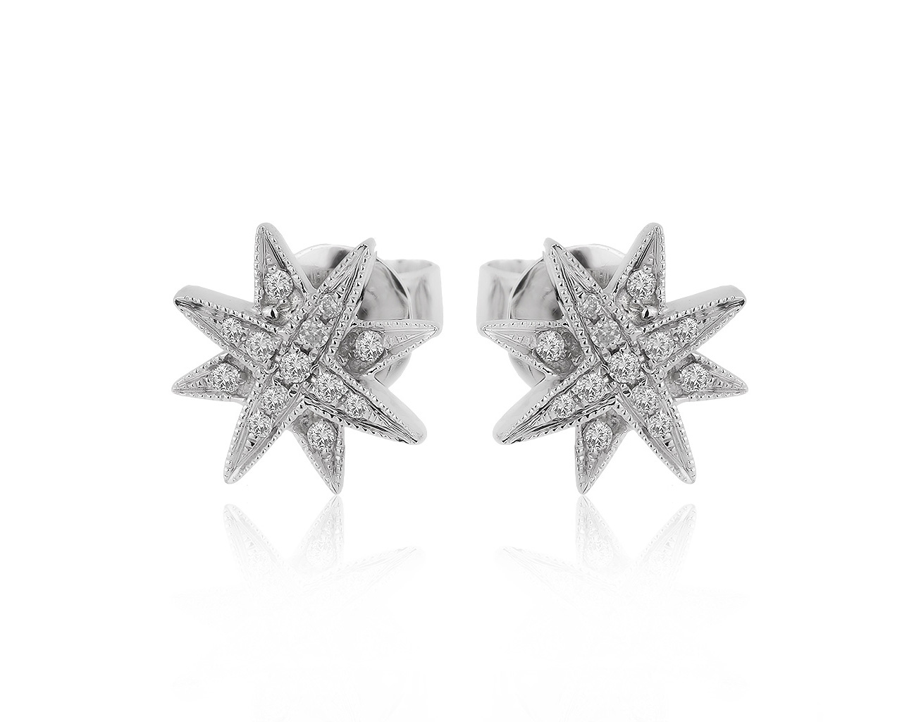 Богатые золотые серьги с бриллиантами 0.14ct 240320/5