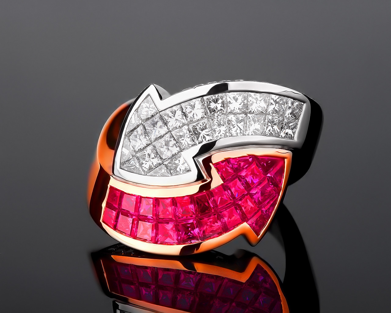 Золотое кольцо с рубинами 1.90ct и бриллиантами 2.25ct 200417/33