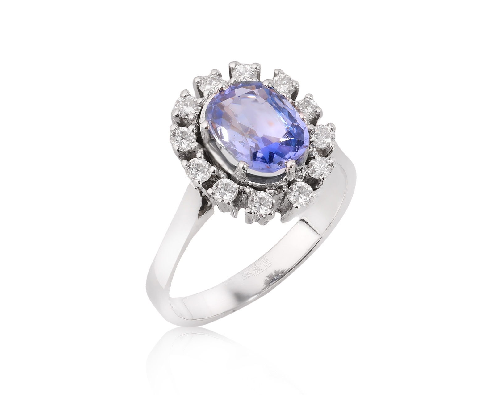 Золотое кольцо с сапфиром 2.04ct и бриллиантами 0.48ct 281025/1