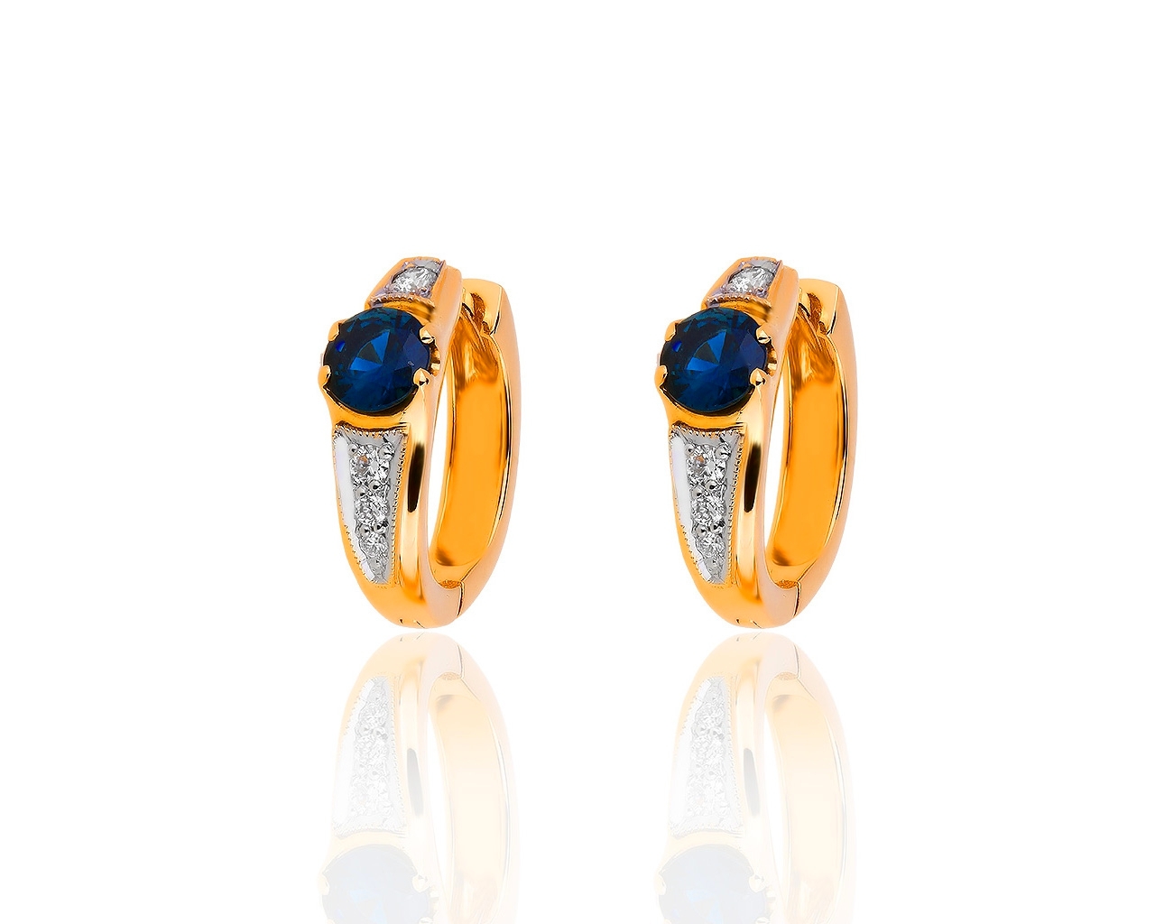 Великолепные золотые серьги с сапфирами 1.07ct 201019/3