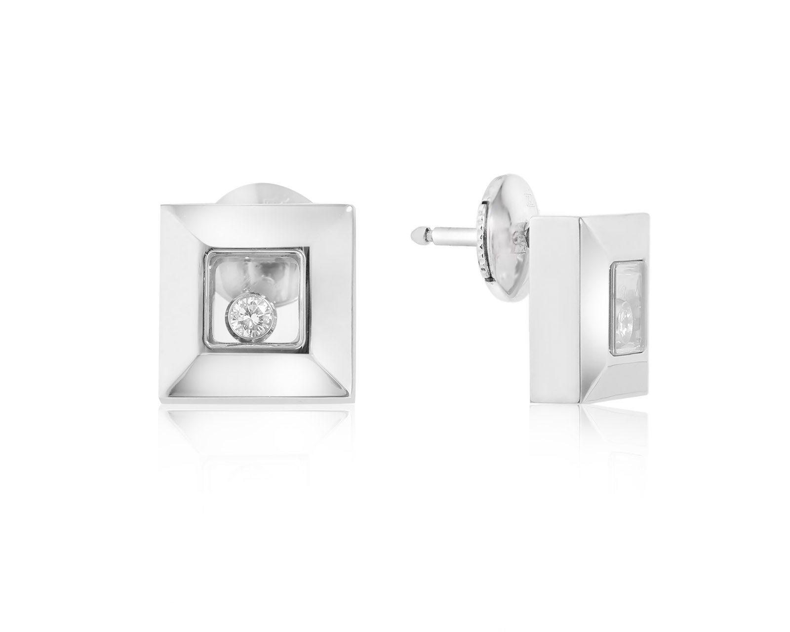 Оригинальные золотые серьги Chopard Happy Diamonds
