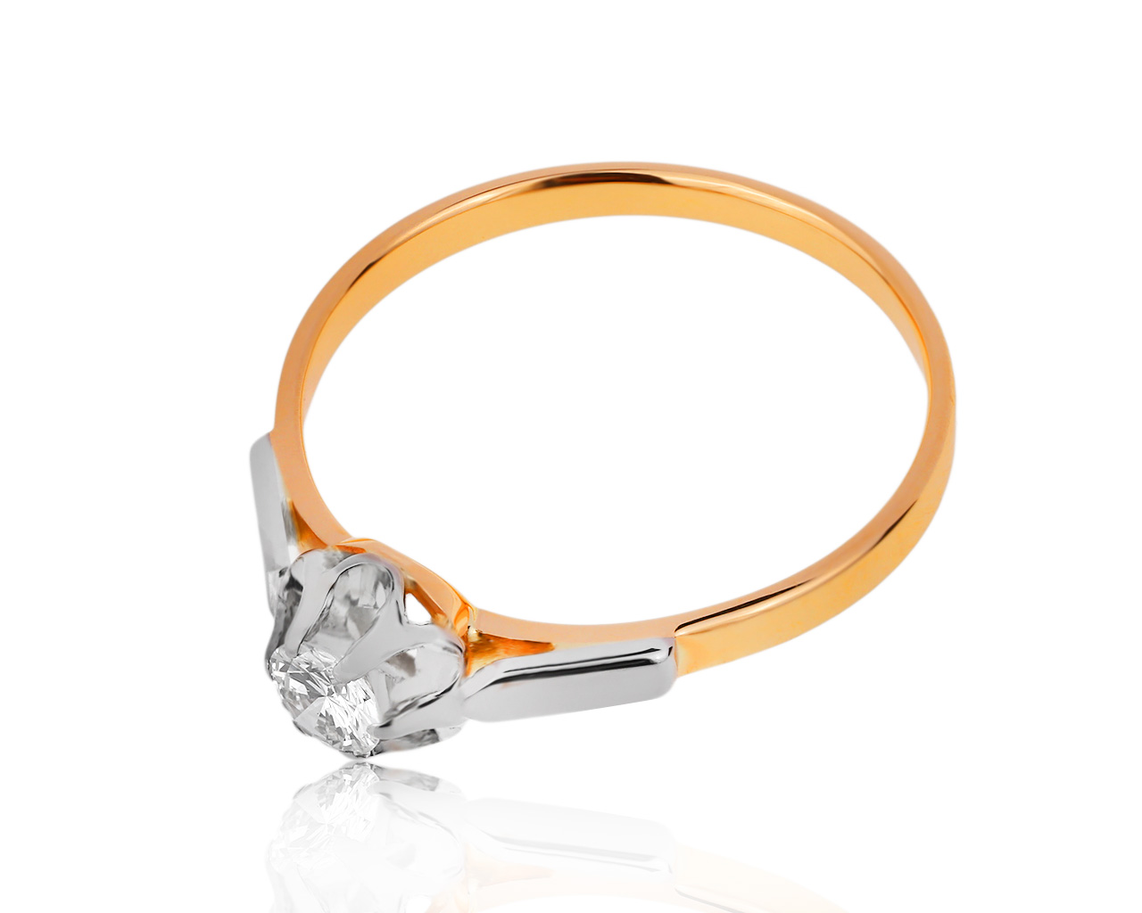 Миниатюрное золотое кольцо с бриллиантом 0.21ct