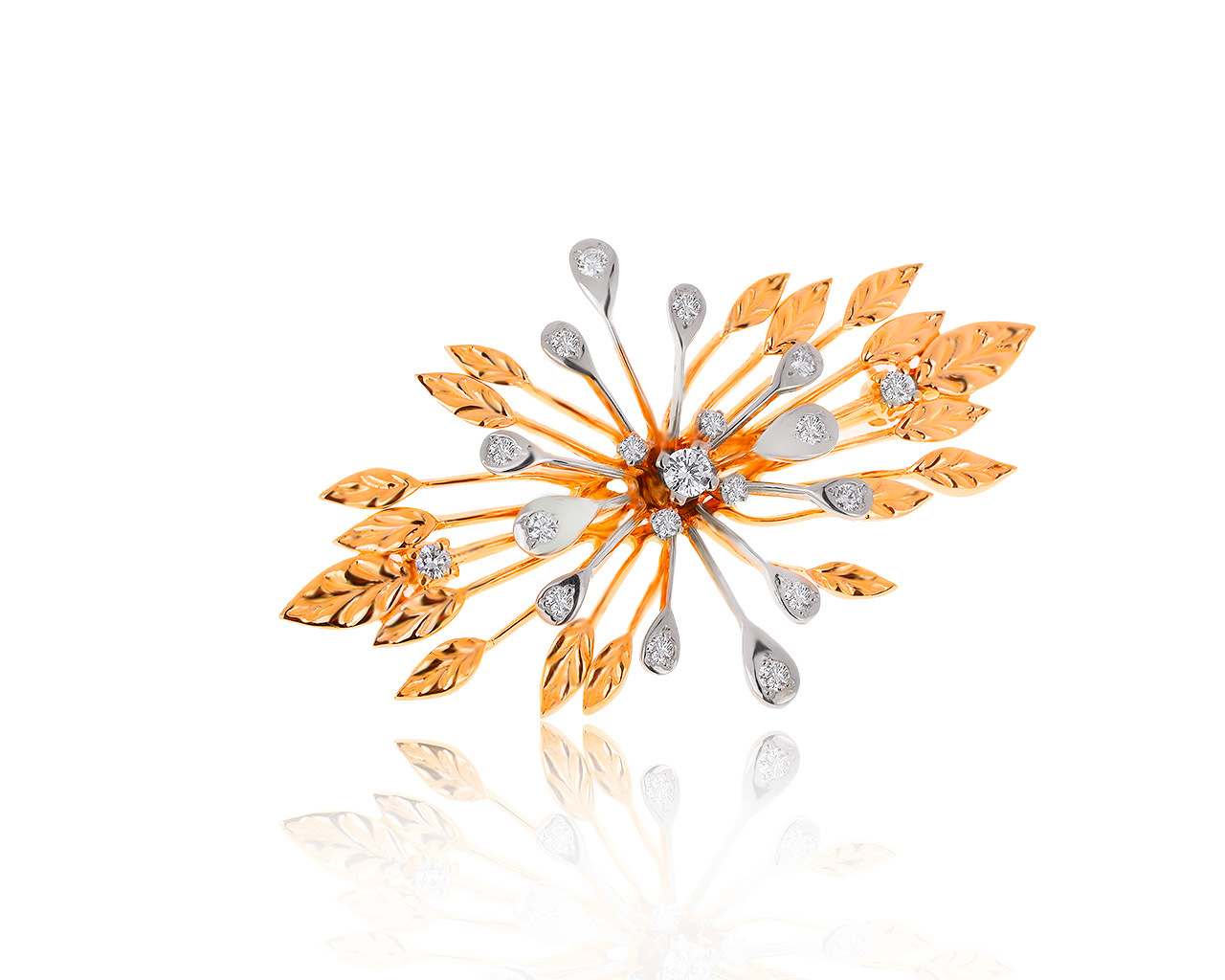 Романтичная золотая брошь с бриллиантами 0.50ct 150320/7