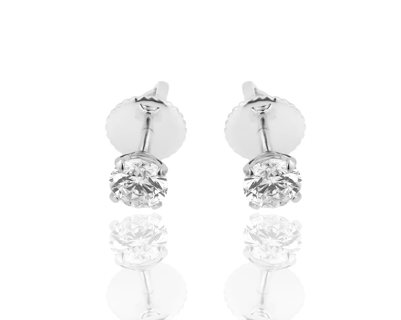 Золотые серьги пусеты с бриллиантами 1.03ct Сертификат МГУ 301018/1