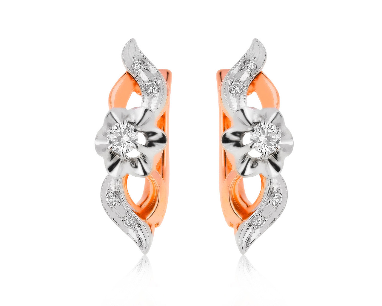 Прелестные золотые серьги с бриллиантами 0.33ct 280920/13