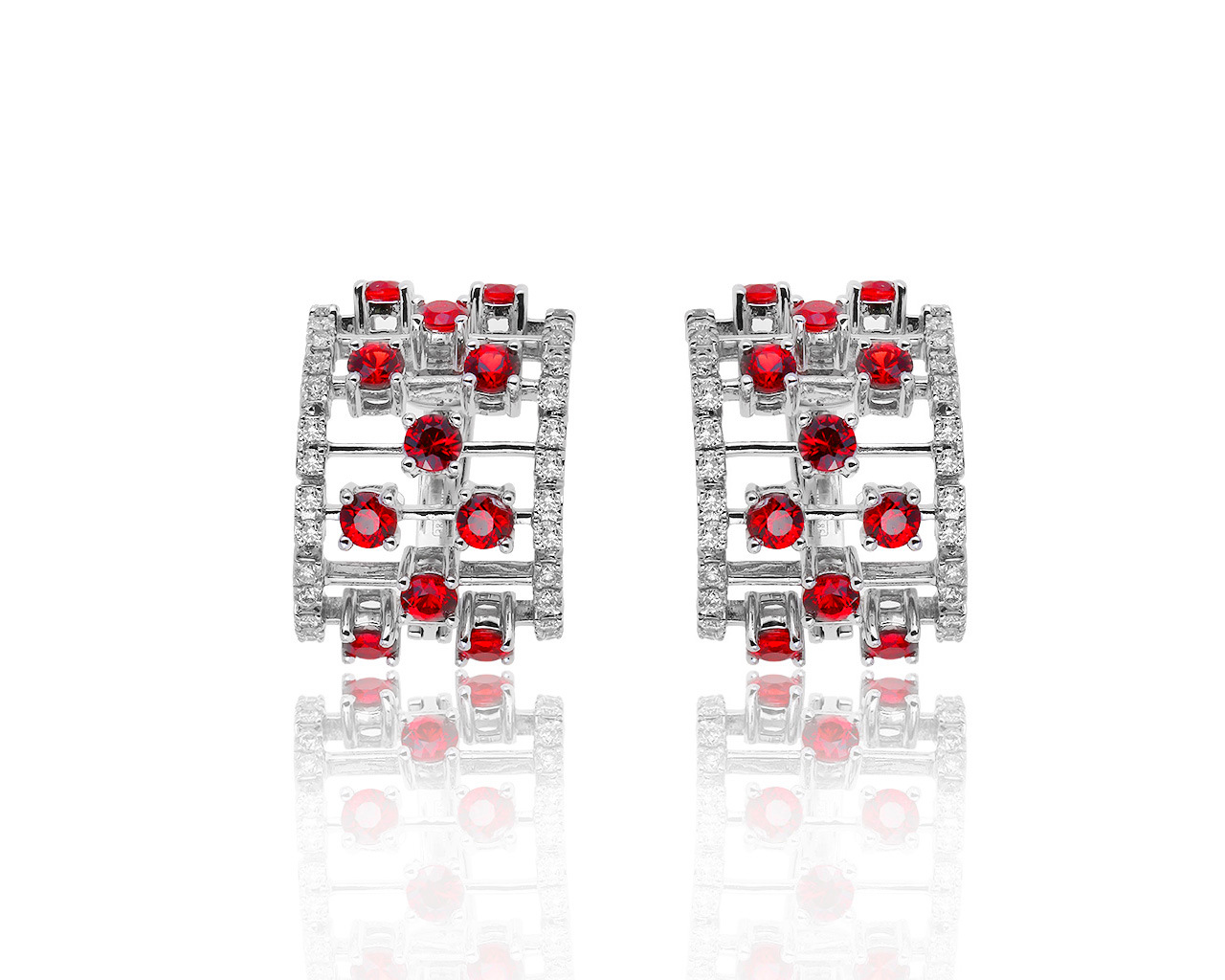 Романтичные золотые серьги с рубинами 2.40ct 071119/8 Романтичные золотые серьги с рубинами 2.40ct 071119/8