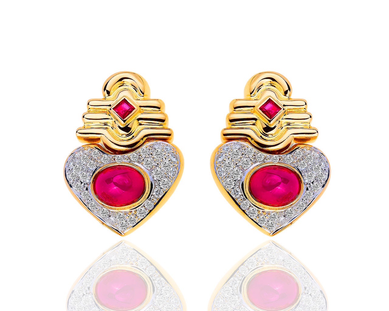Золотые серьги с бриллиантами 1.40ct и рубинами 6.45ct 260319/7