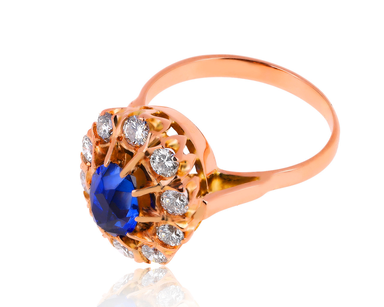 Винтажное золотое кольцо с бриллиантами 0.71ct