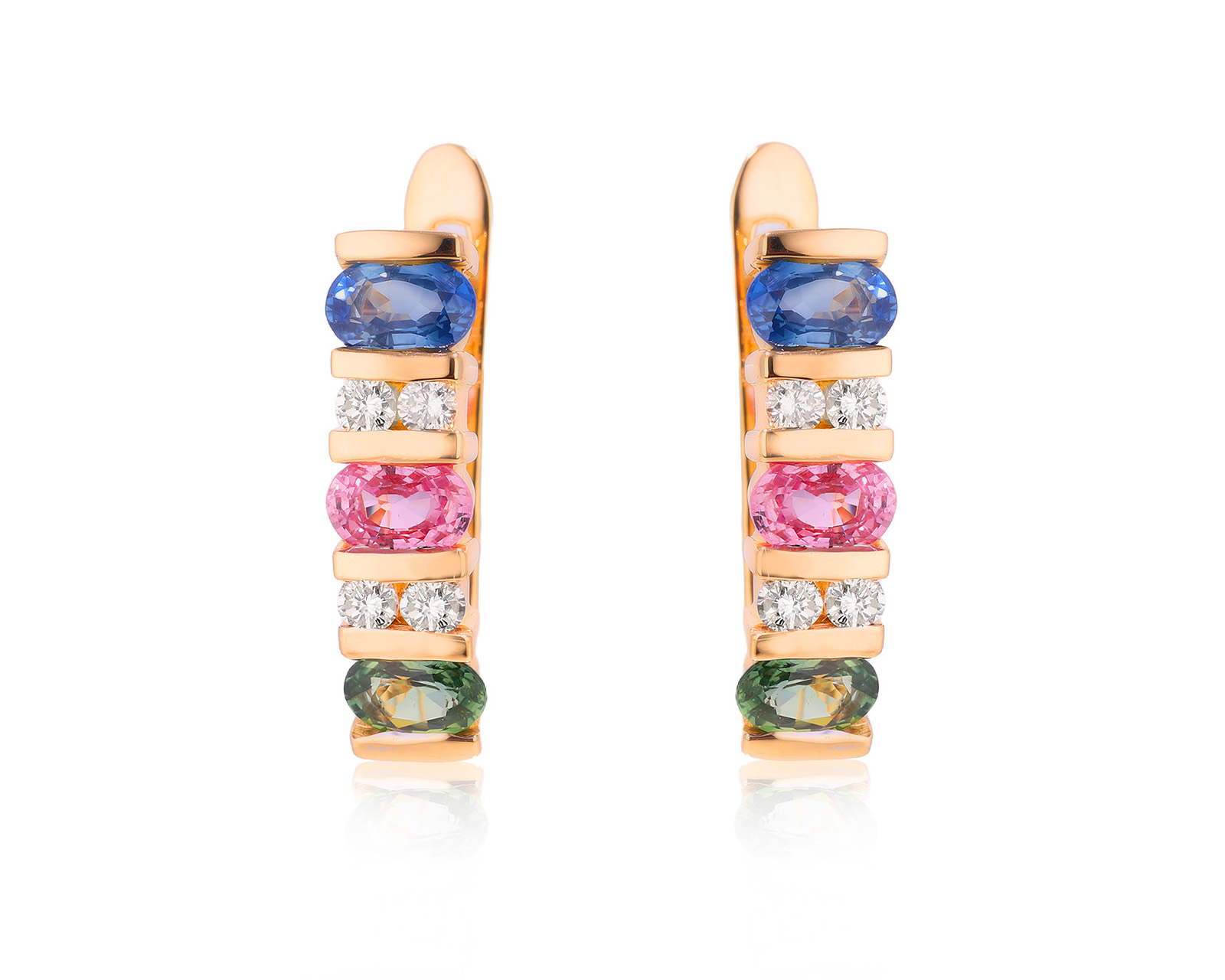 Золотые серьги с цветными сапфирами 2.70ct 070825/4