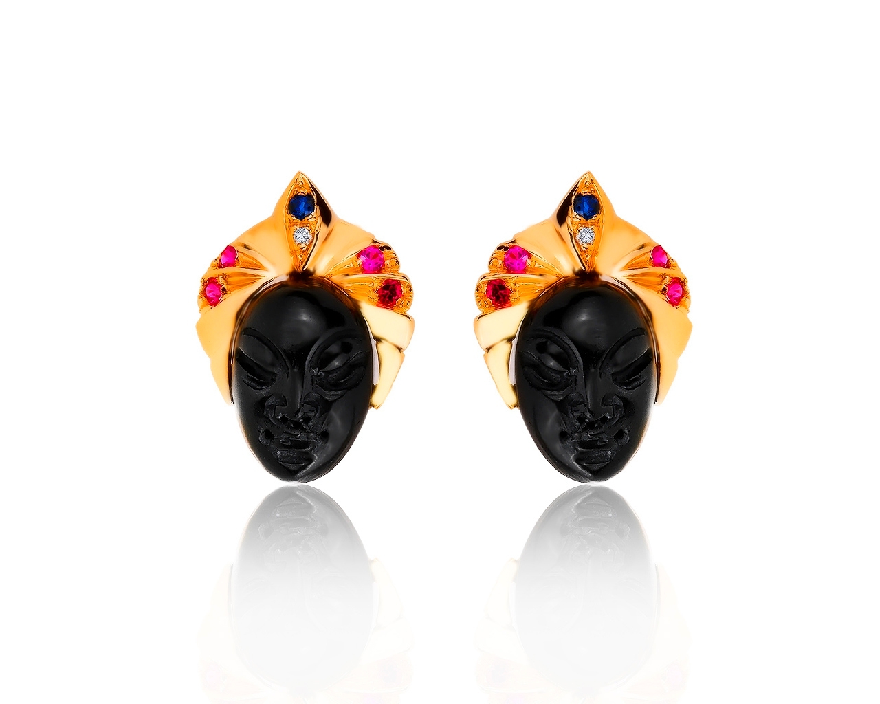 Итальянские золотые серьги с ониксом 210719/6