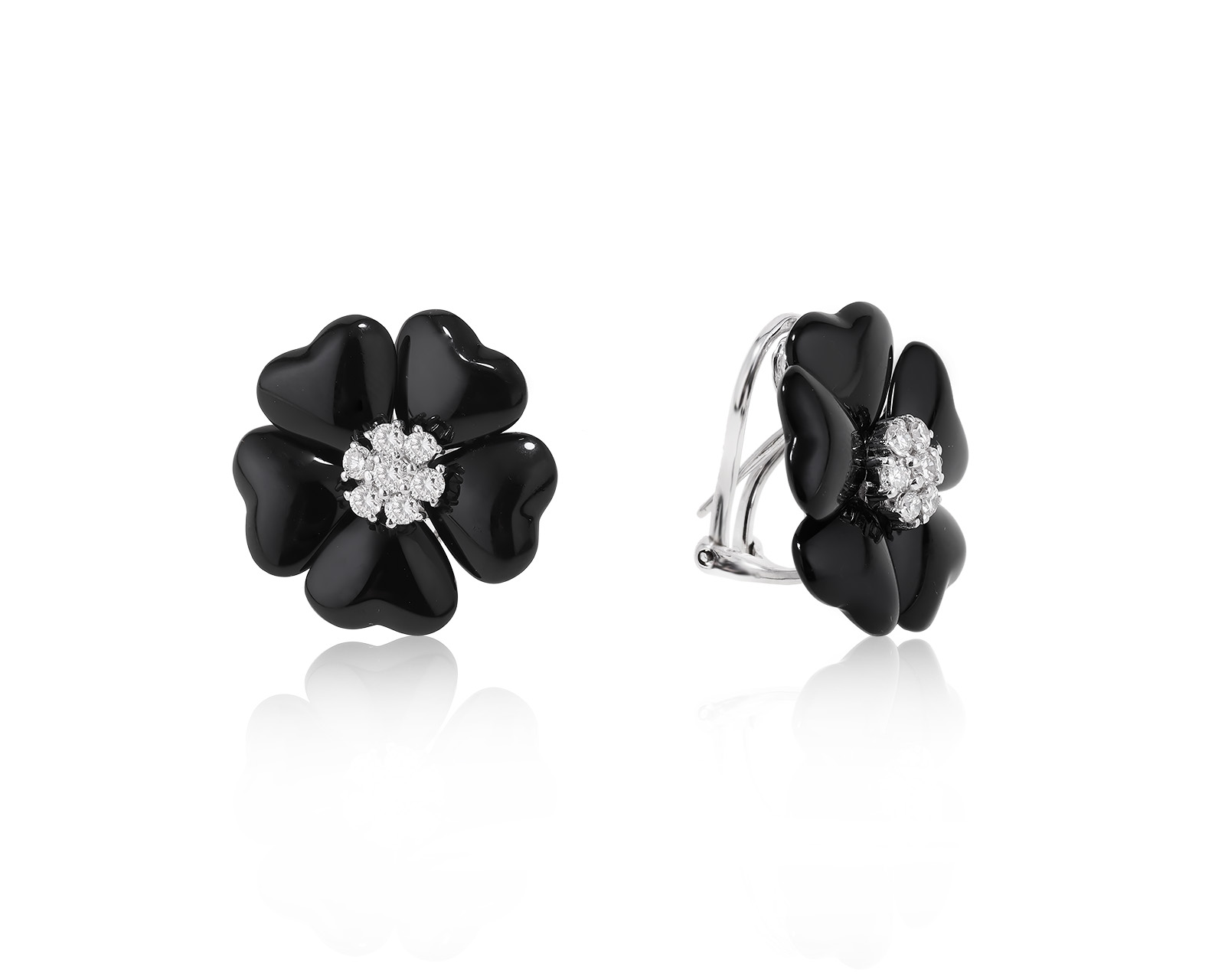 Золотые серьги с ониксом и бриллиантами 0.45ct 241023/7