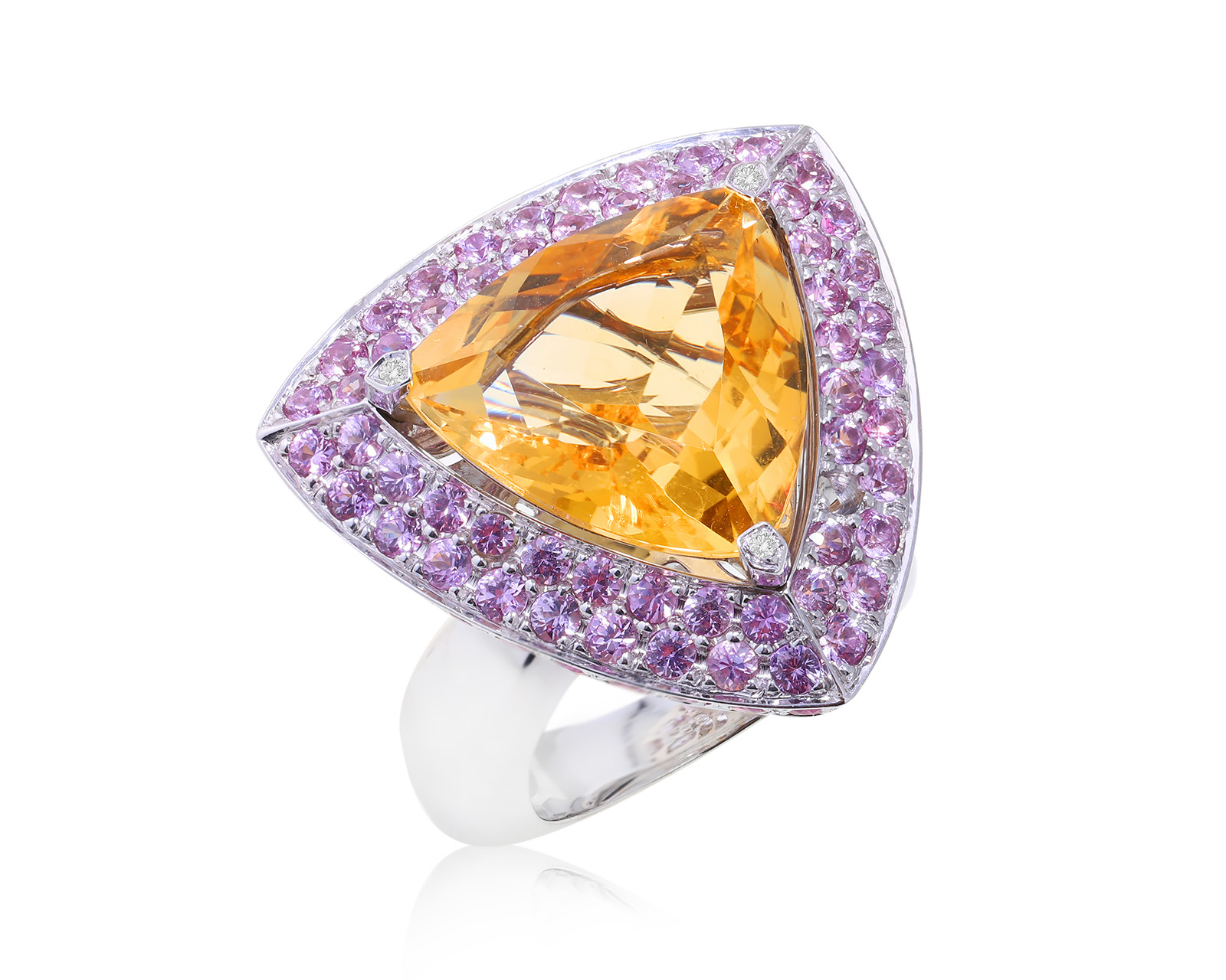 Оригинальное золотое кольцо c цветными камнями 14.40ct Mauboussin Trilliant Cut 310324/22