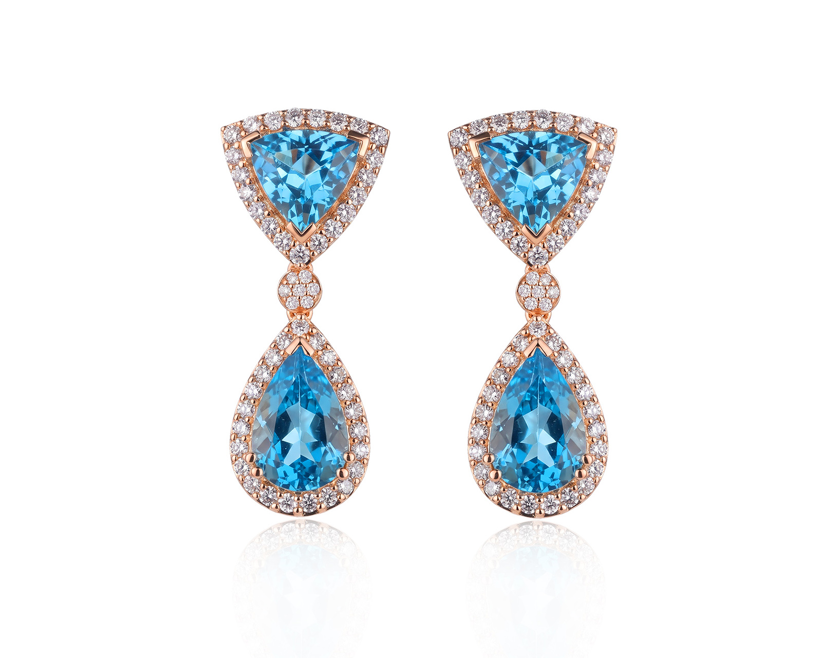 Золотые серьги с топазами 10.21ct и бриллиантами 1.28ct 030626/5