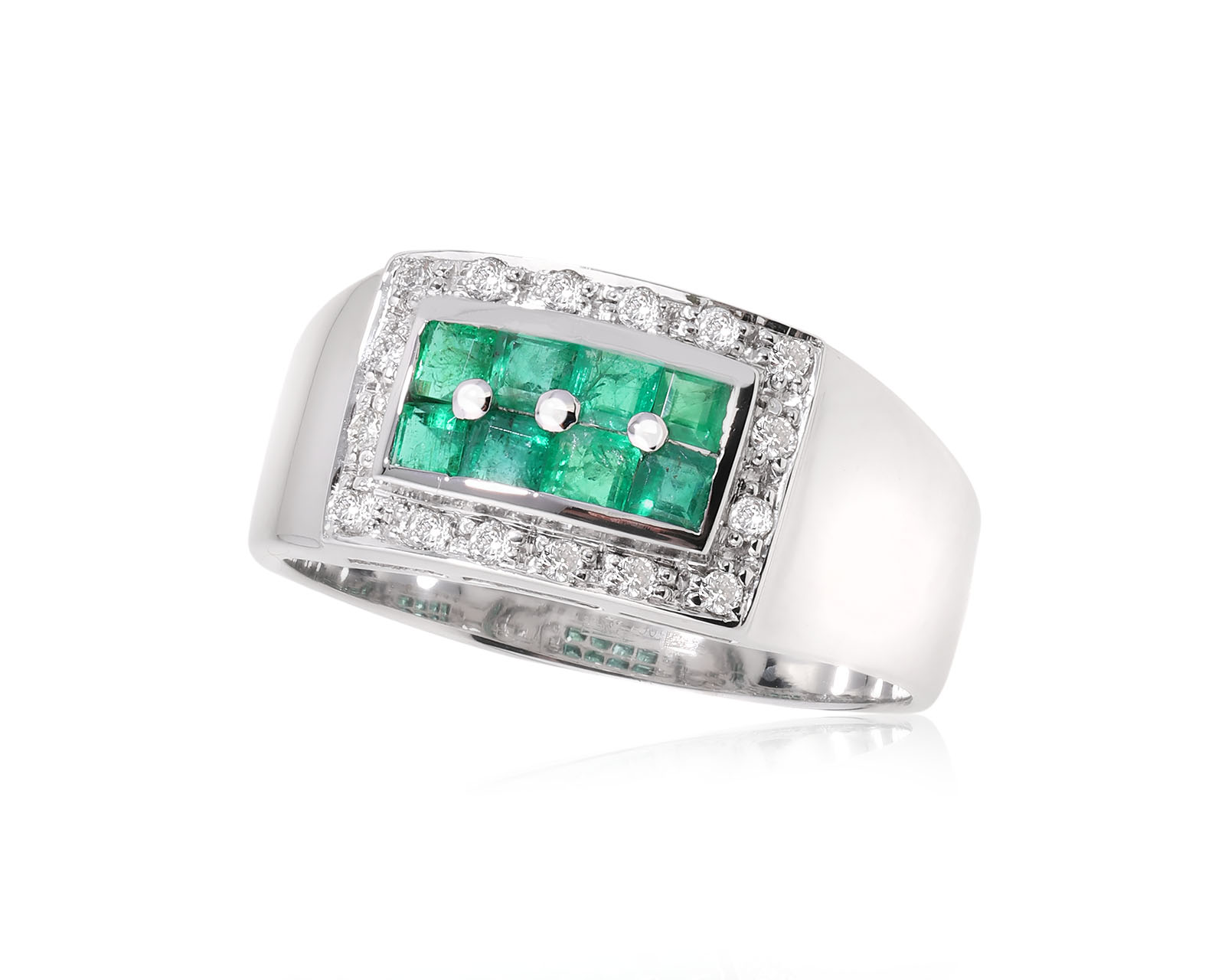 Золотое кольцо с изумрудами 0.48ct и бриллиантами 0.13ct
