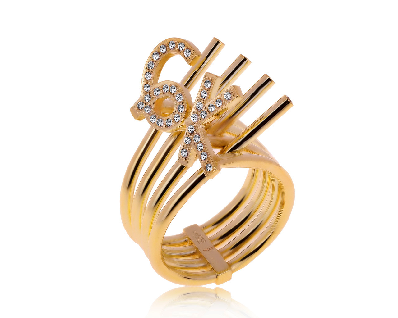 Оригинальное золотое кольцо с бриллиантами 0.30ct German Kabirski