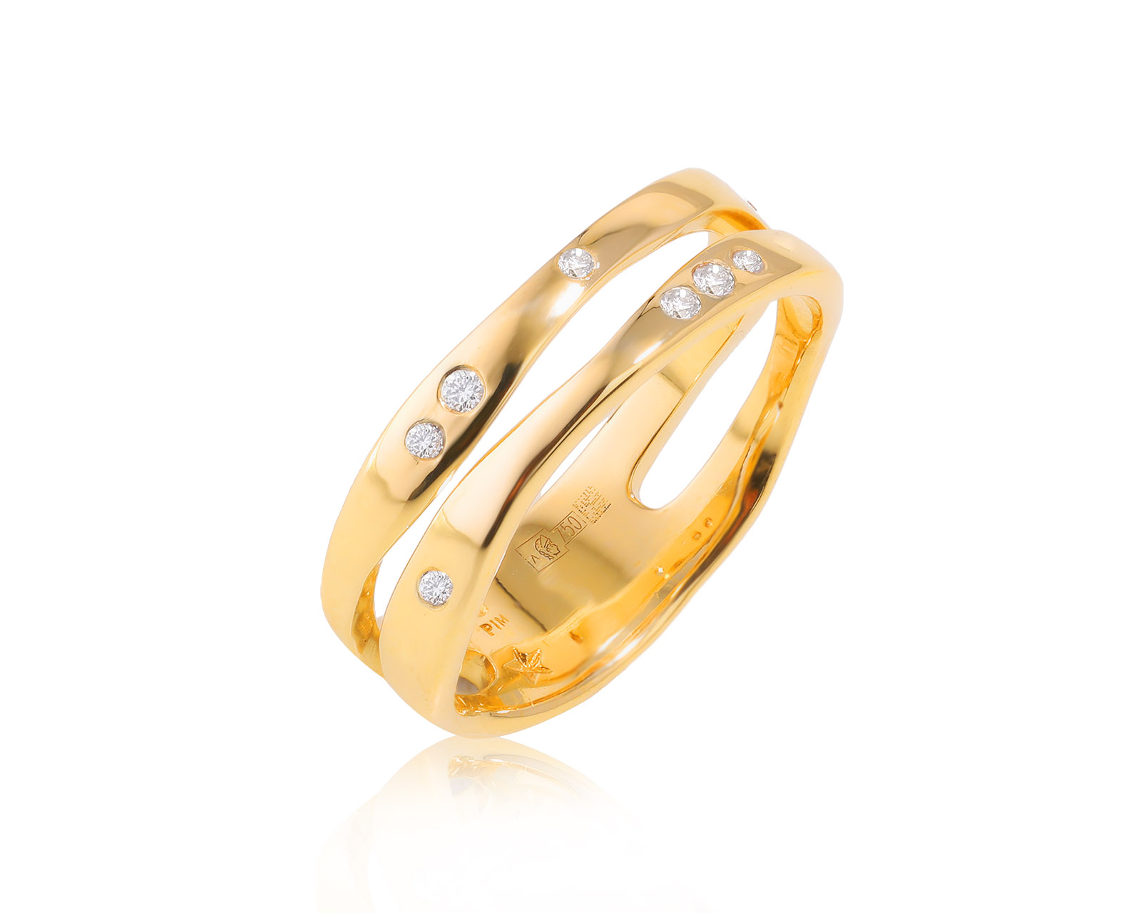 Оригинальное золотое кольцо с бриллиантами 0.06ct H.Stern