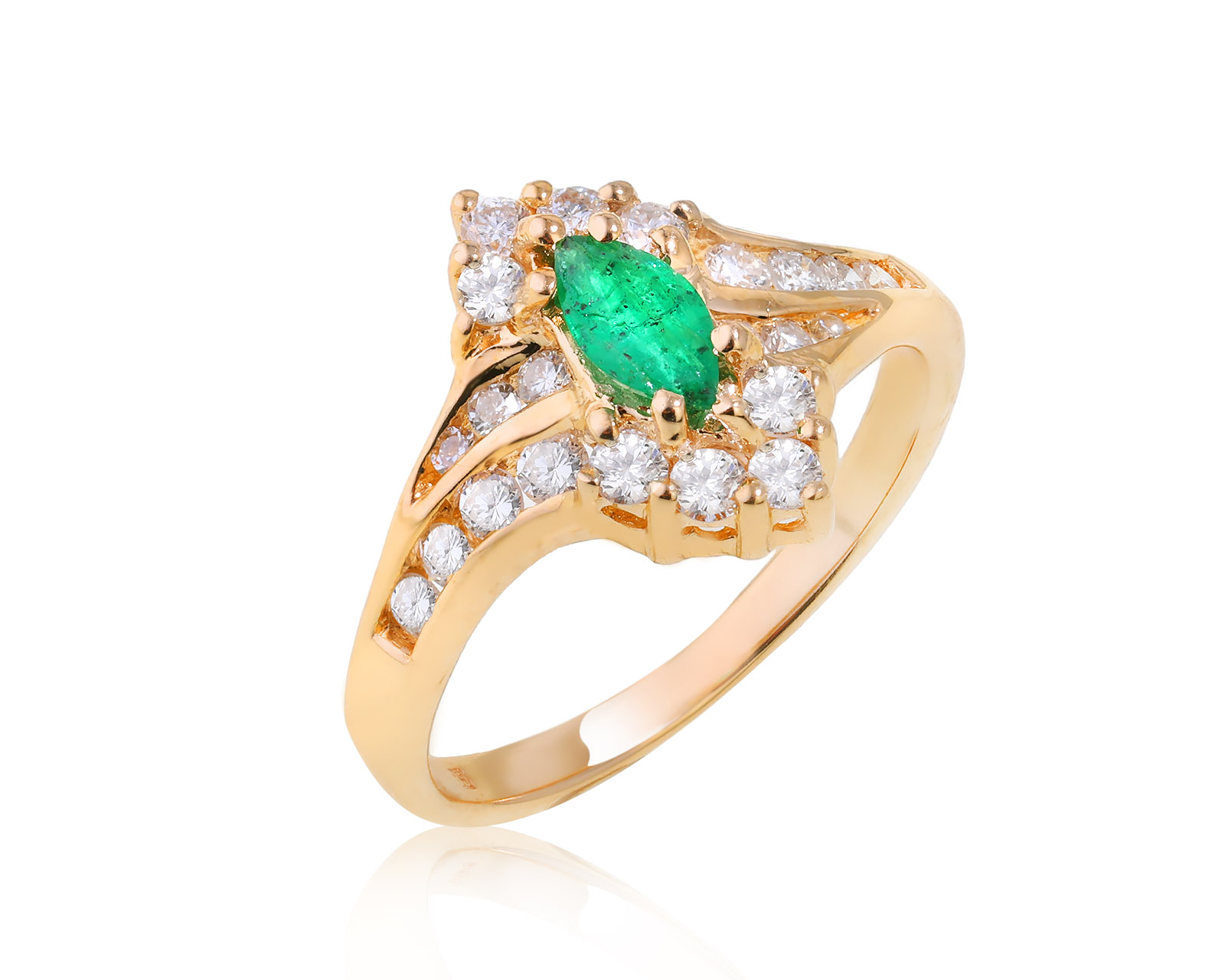 Золотое кольцо с изумрудом 0.20ct и бриллиантами 0.44ct 090124/4