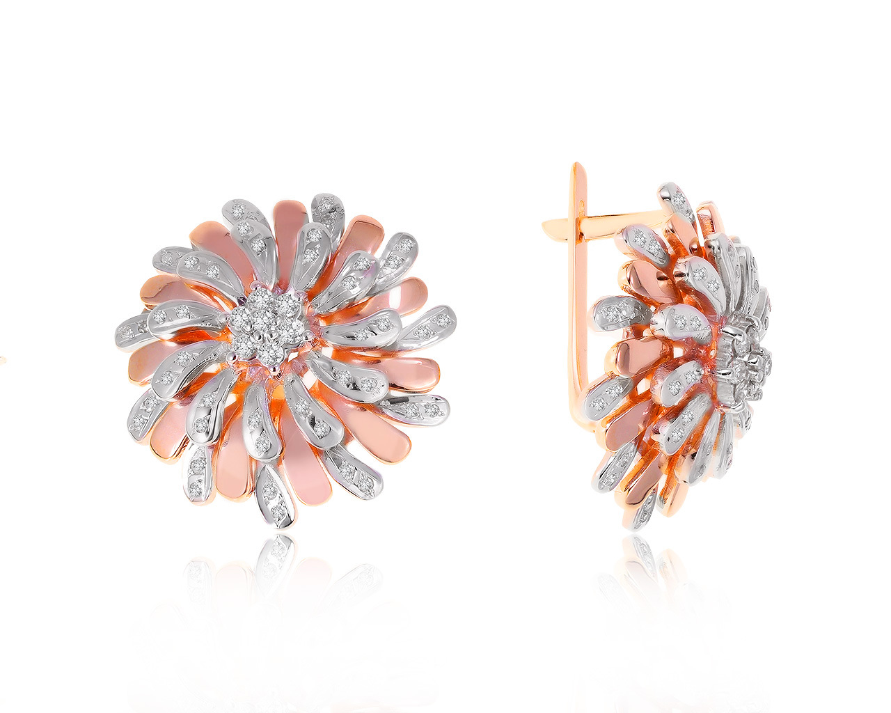 Прекрасные золотые серьги с бриллиантами 0.53ct