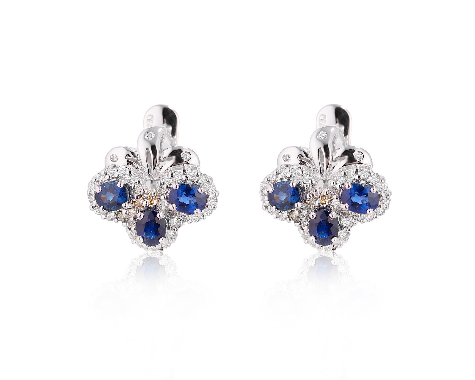 Золотые серьги с сапфирами 2.21ct и бриллиантами 0.42ct 081025/6
