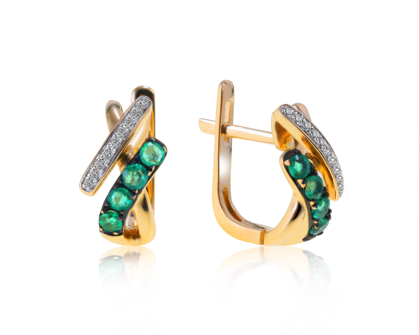 Красивые золотые серьги с изумрудами 0.23ct 040621/18