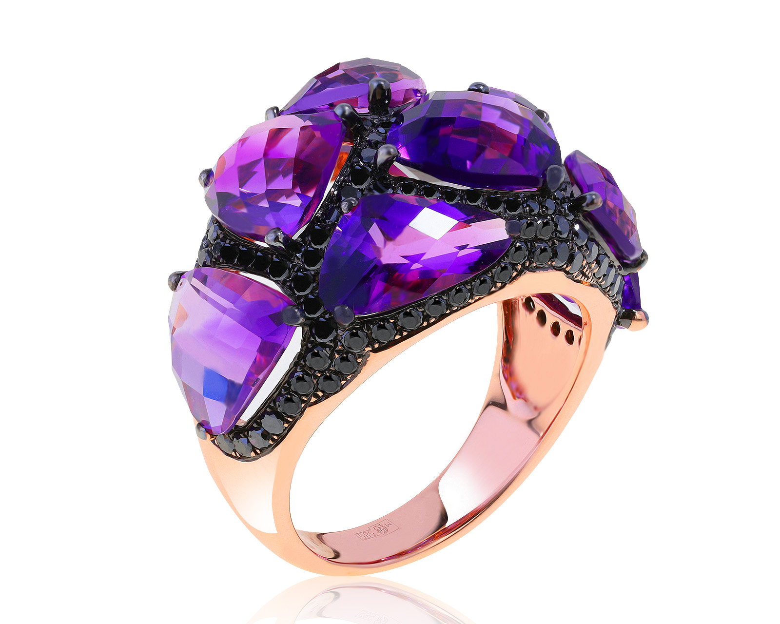 Завораживающее золотое кольцо с аметистами 10.46ct 101121/2