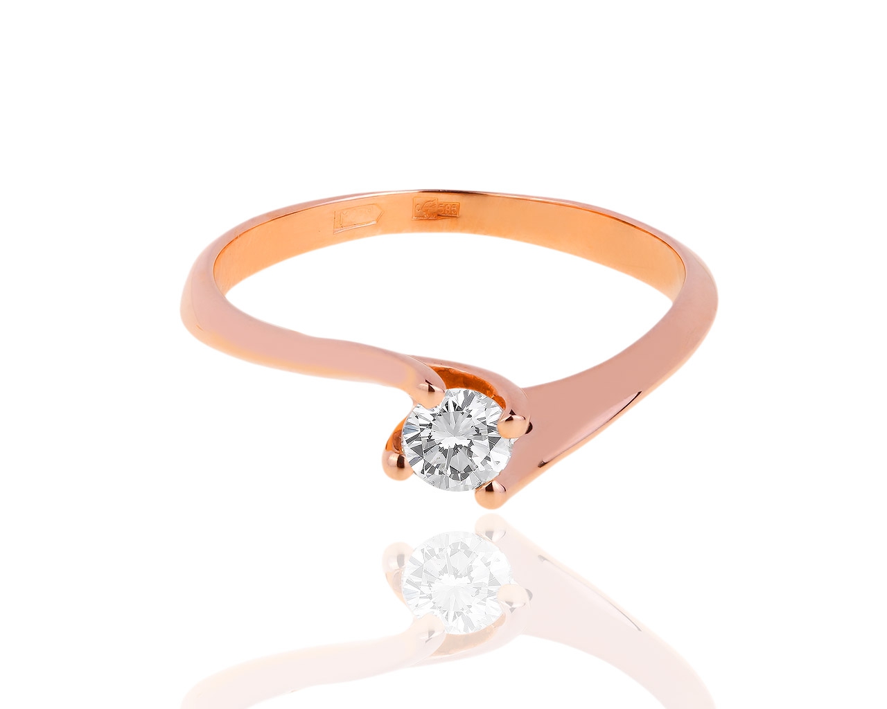 Утонченное золотое кольцо с бриллиантом 0.25ct 080918/3