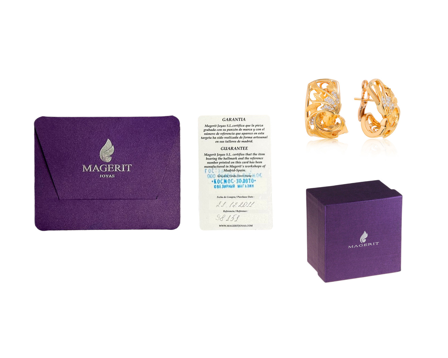 Оригинальные золотые серьги с бриллиантами 0.19ct Magerit Atlantis