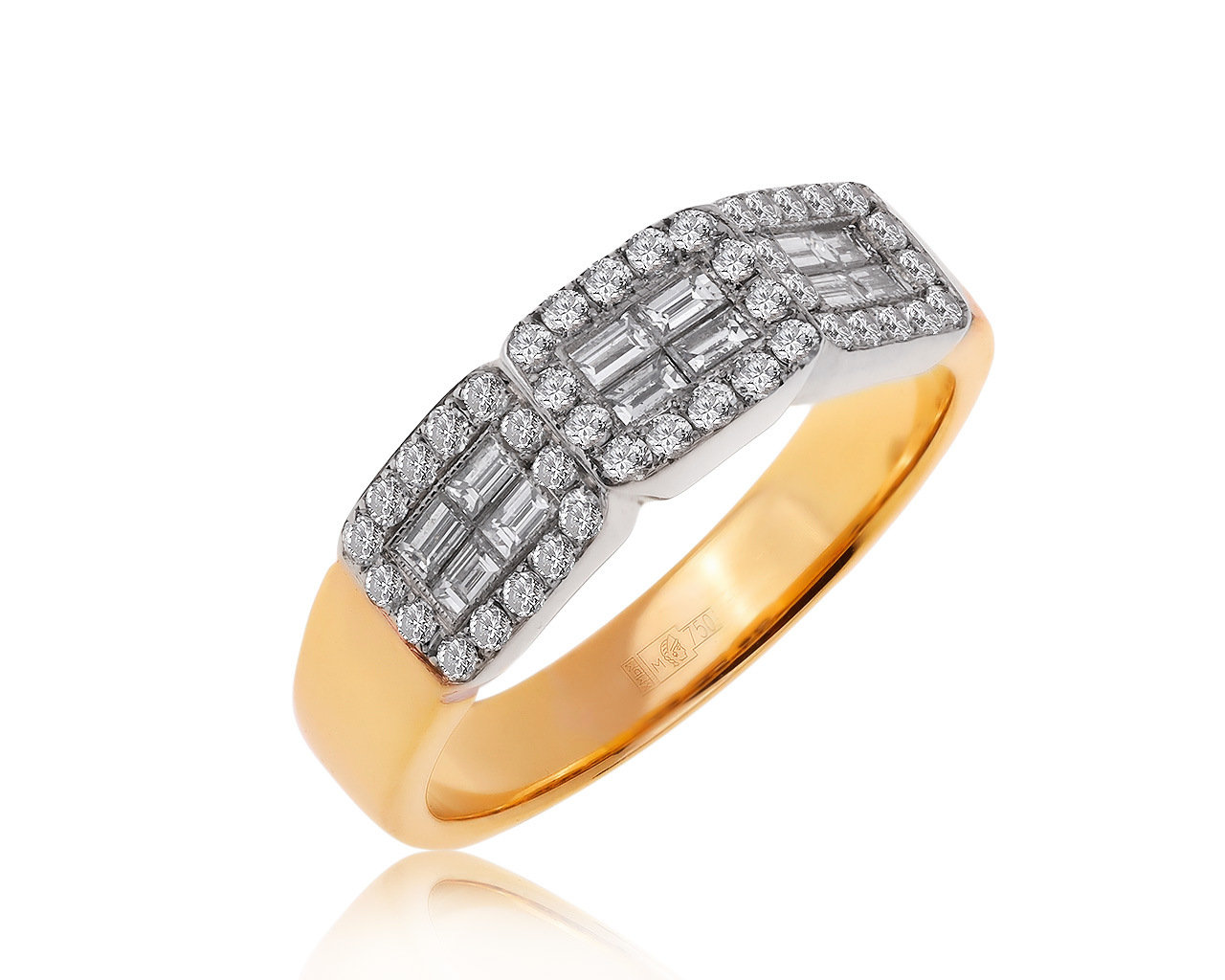 Стильное золотое кольцо с бриллиантами 0.68ct