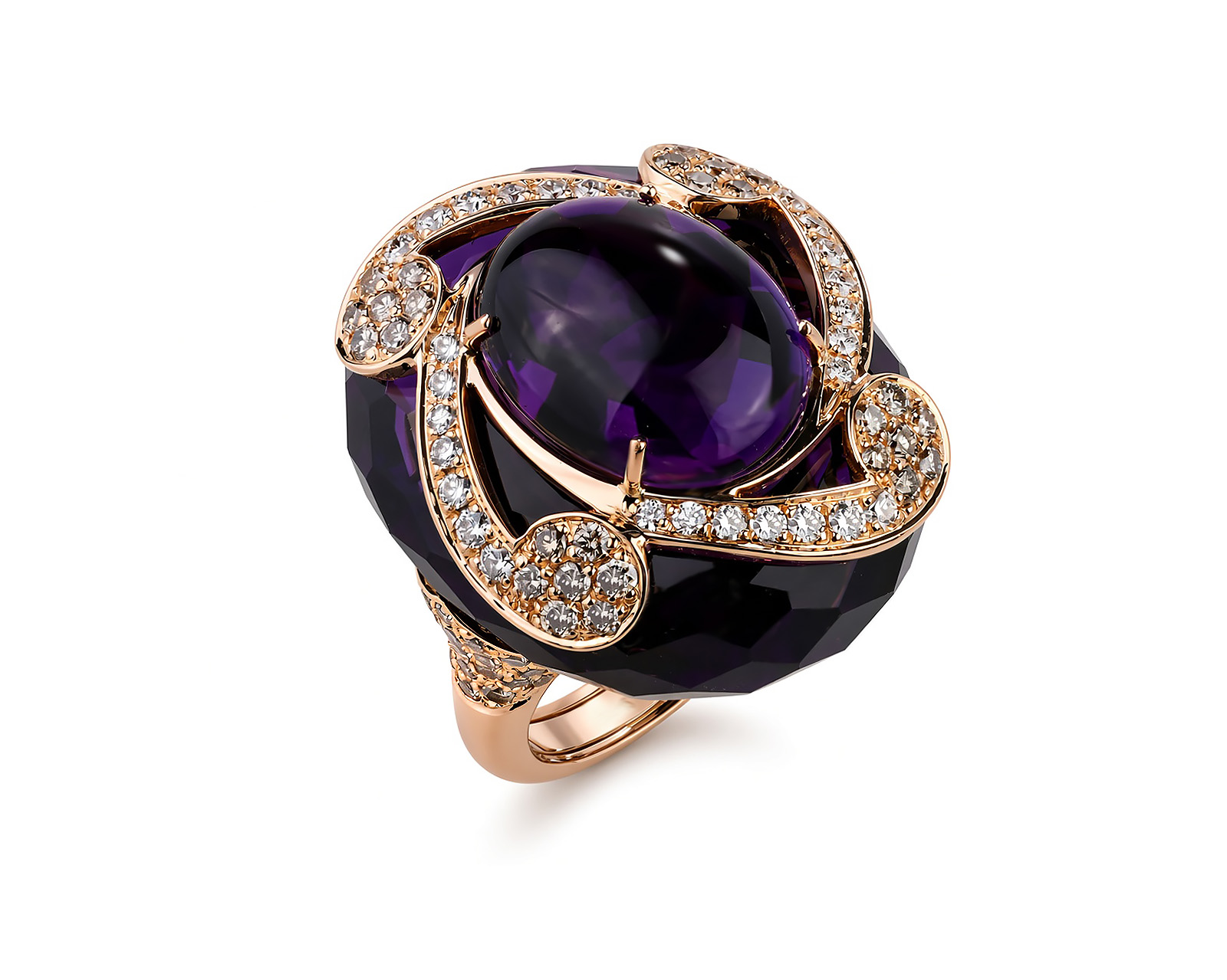 Оригинальное золотое кольцо с аметистами 41.10ct Oro Trend 080926/1