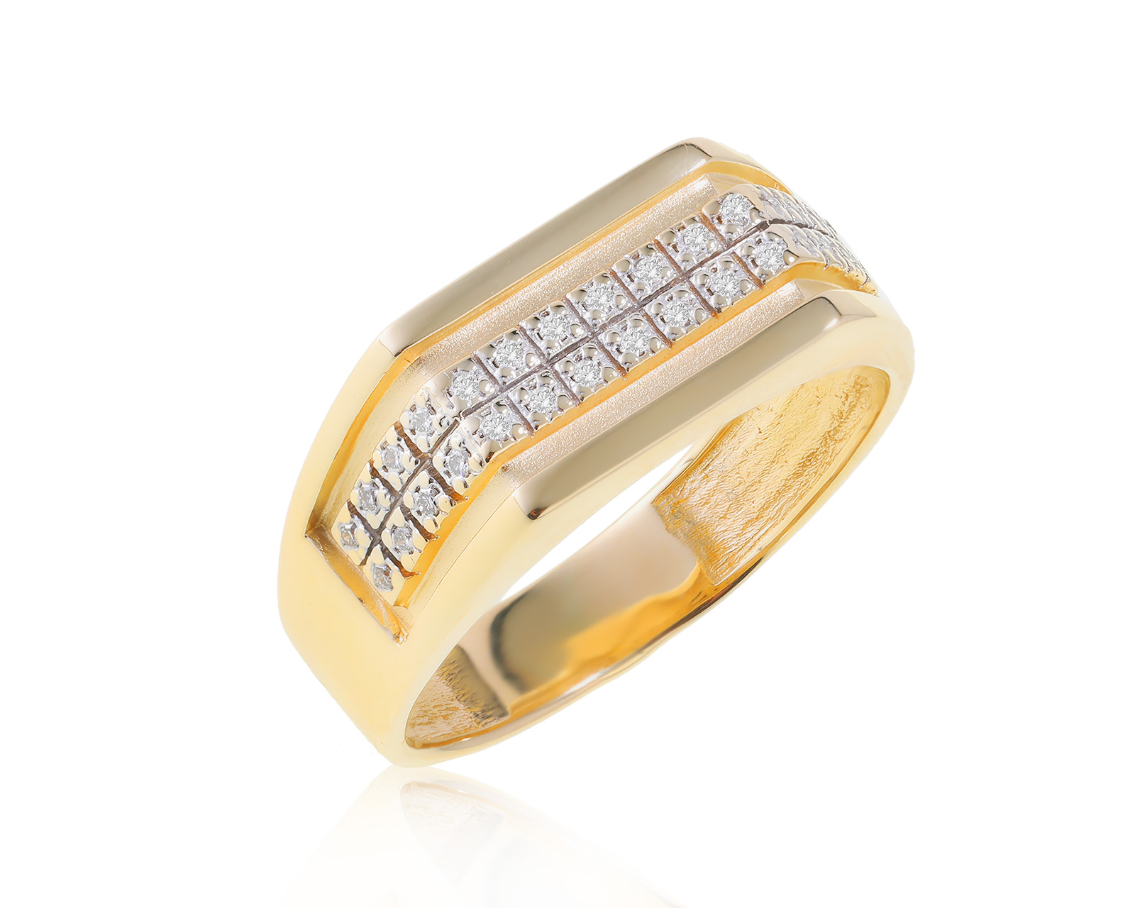 Солидное золотое кольцо с бриллиантами 0.15ct