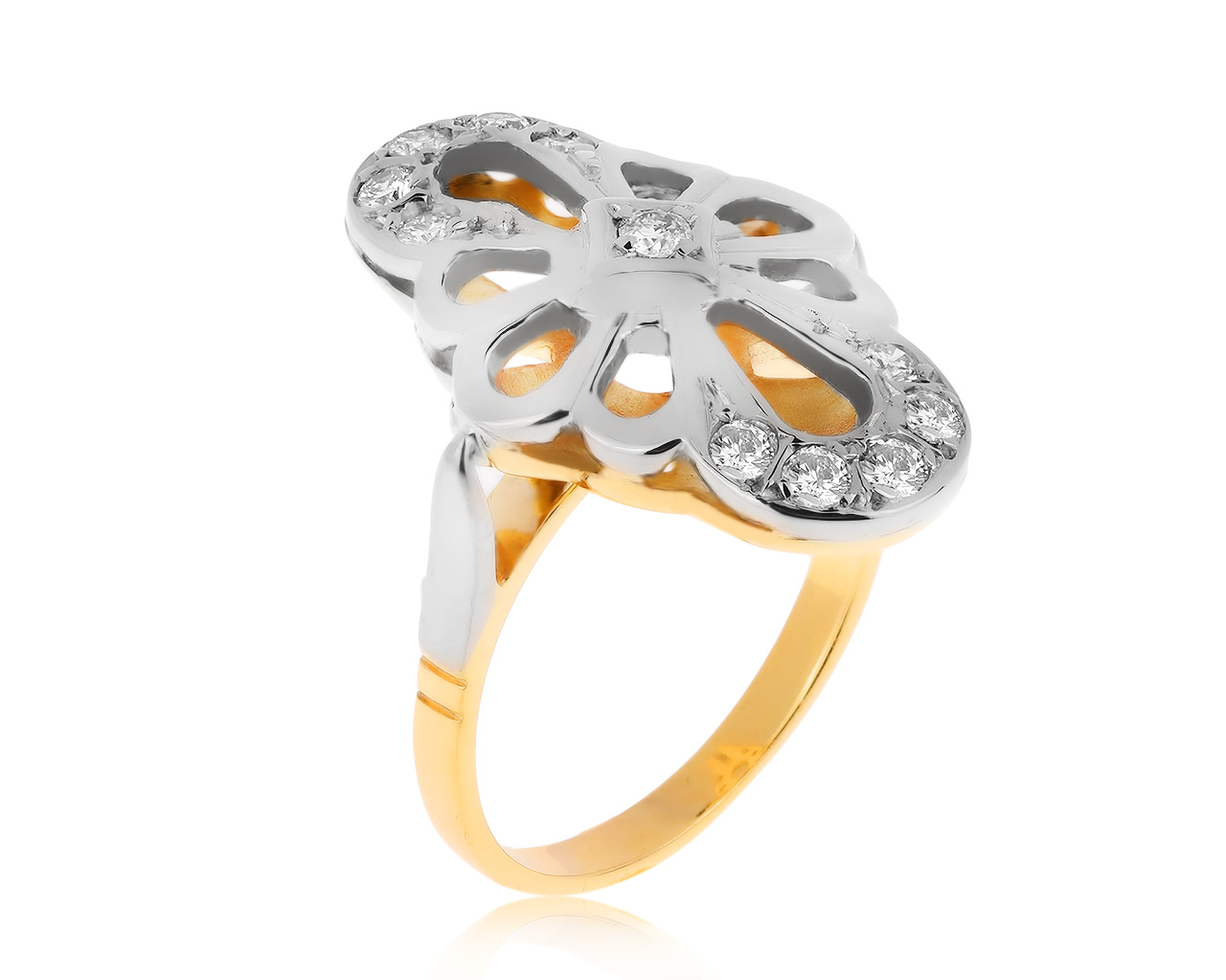 Винтажное золотое кольцо с бриллиантами 0.35ct СССР 290920/7